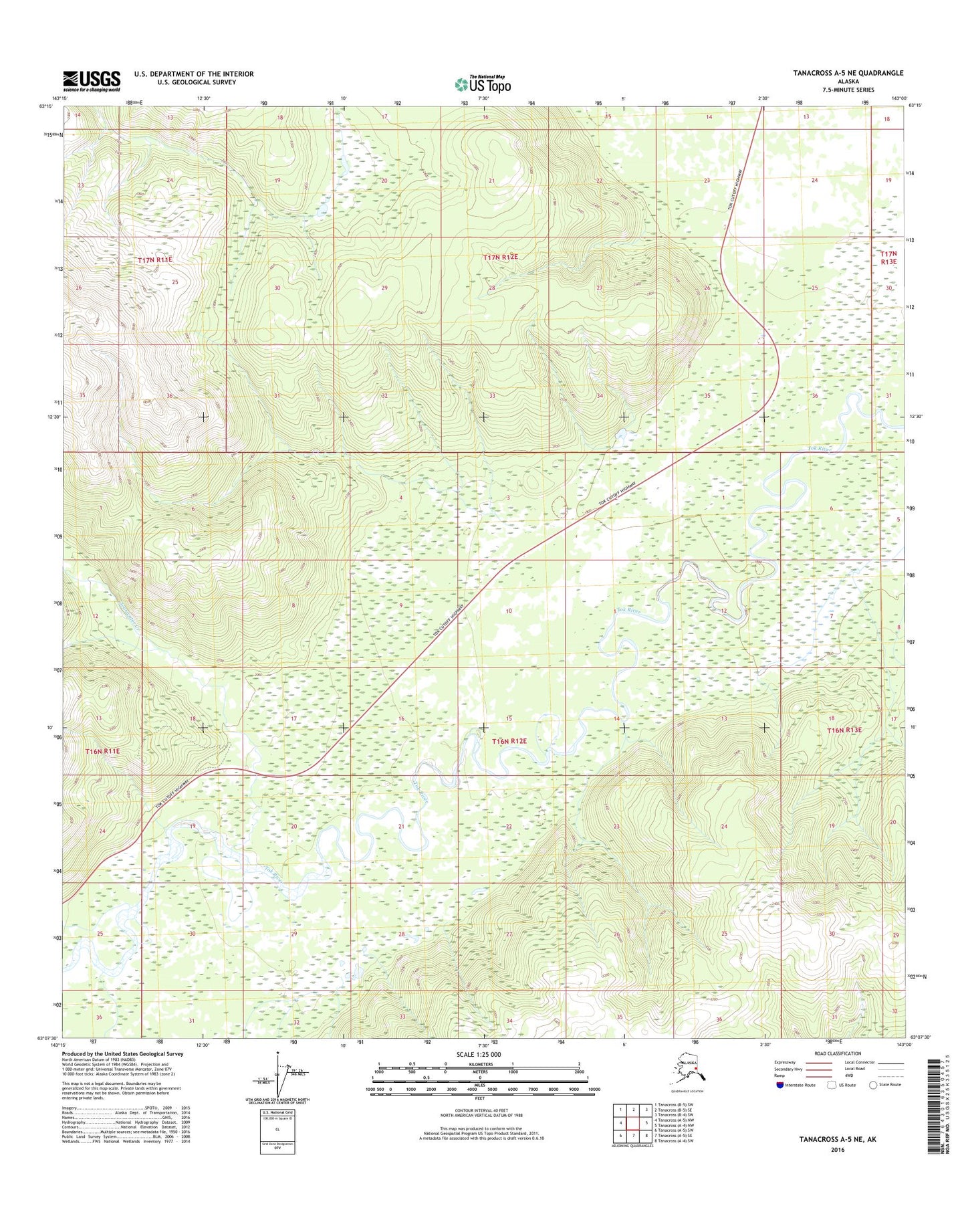 Tanacross A-5 NE Alaska US Topo Map Image