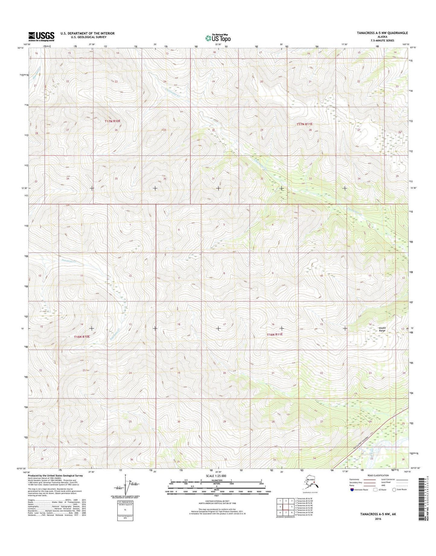 Tanacross A-5 NW Alaska US Topo Map Image