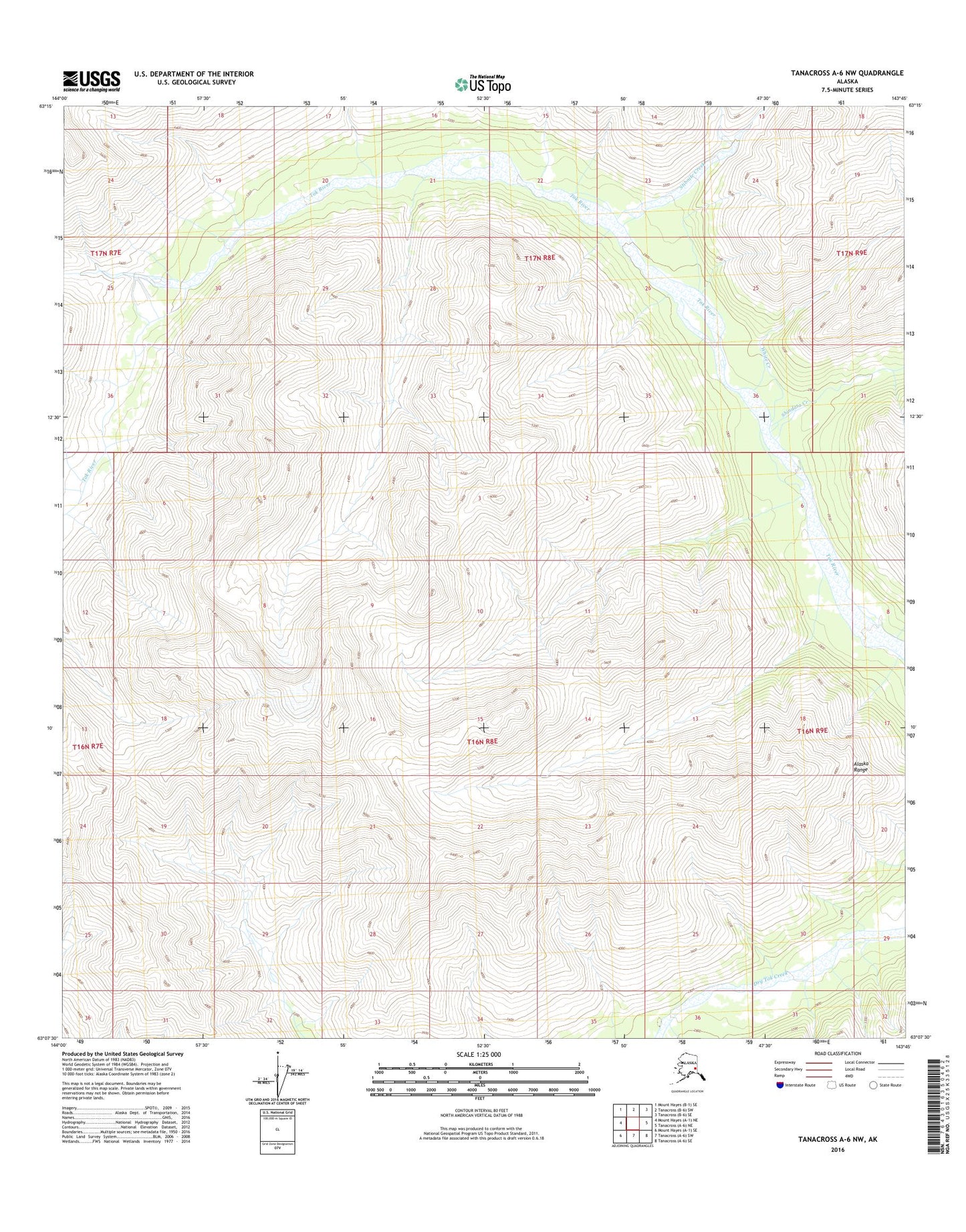 Tanacross A-6 NW Alaska US Topo Map Image
