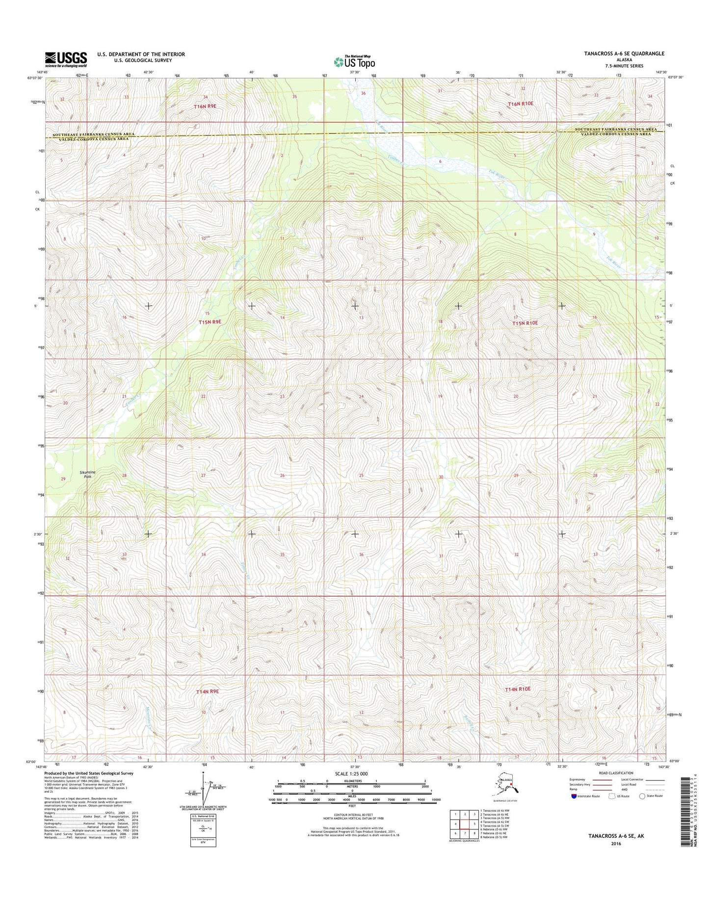 Tanacross A-6 SE Alaska US Topo Map Image