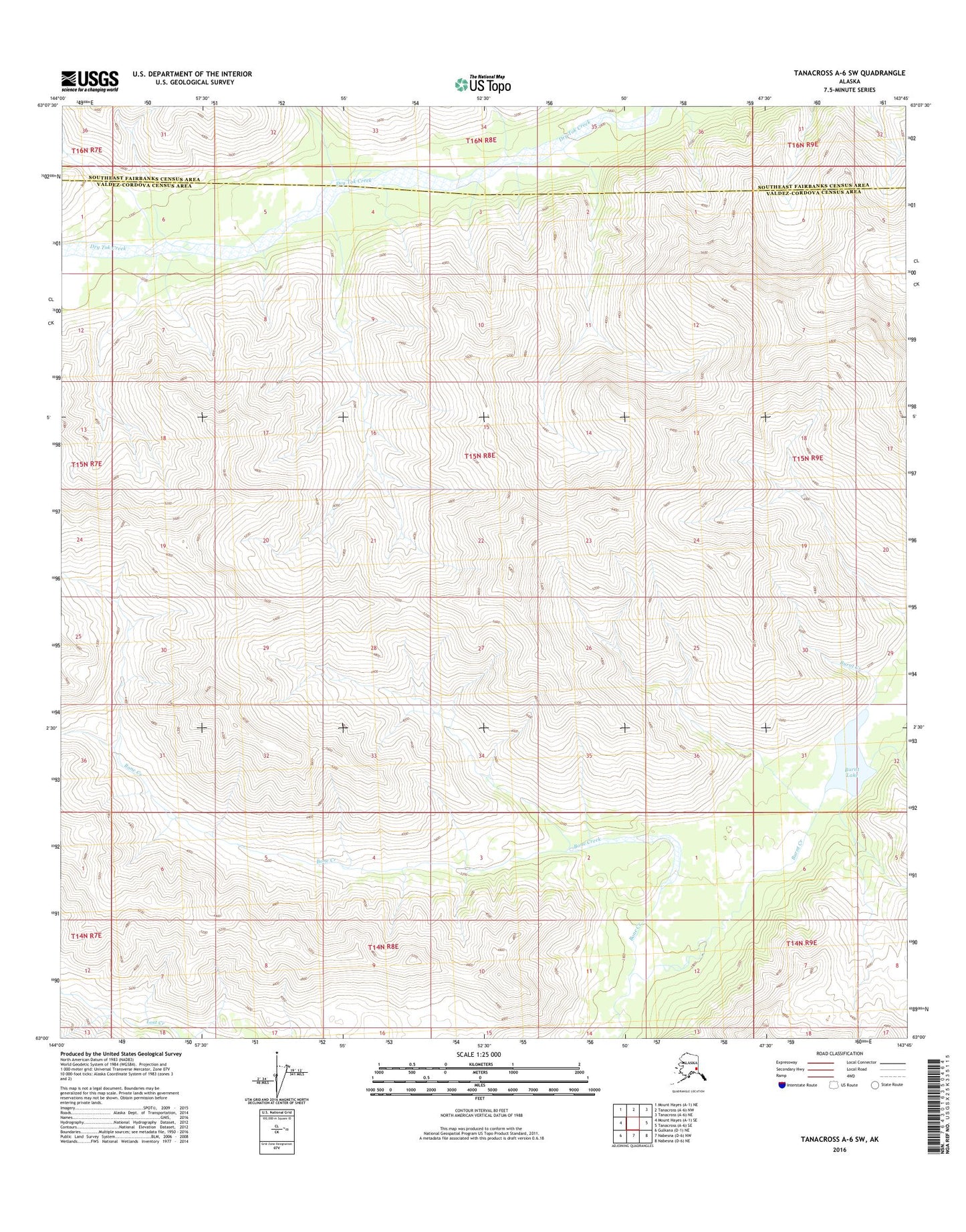 Tanacross A-6 SW Alaska US Topo Map Image