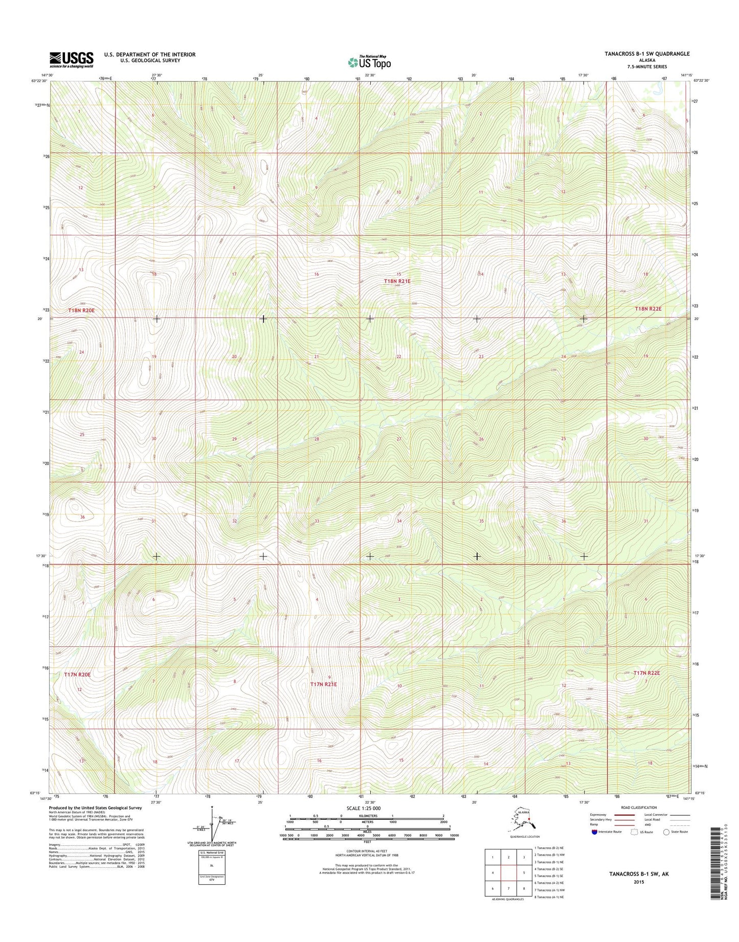 Tanacross B-1 SW Alaska US Topo Map Image