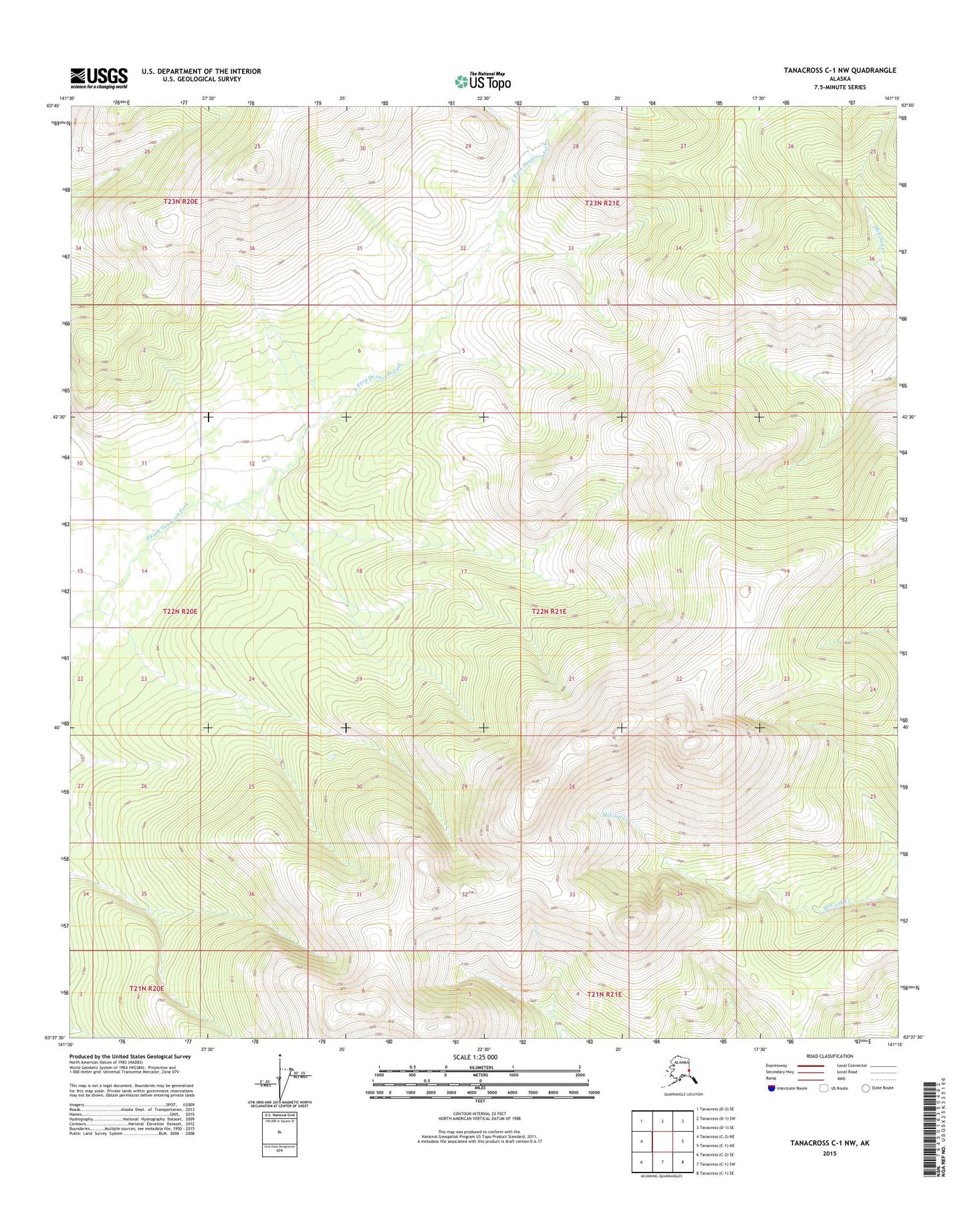 Tanacross C-1 NW Alaska US Topo Map Image
