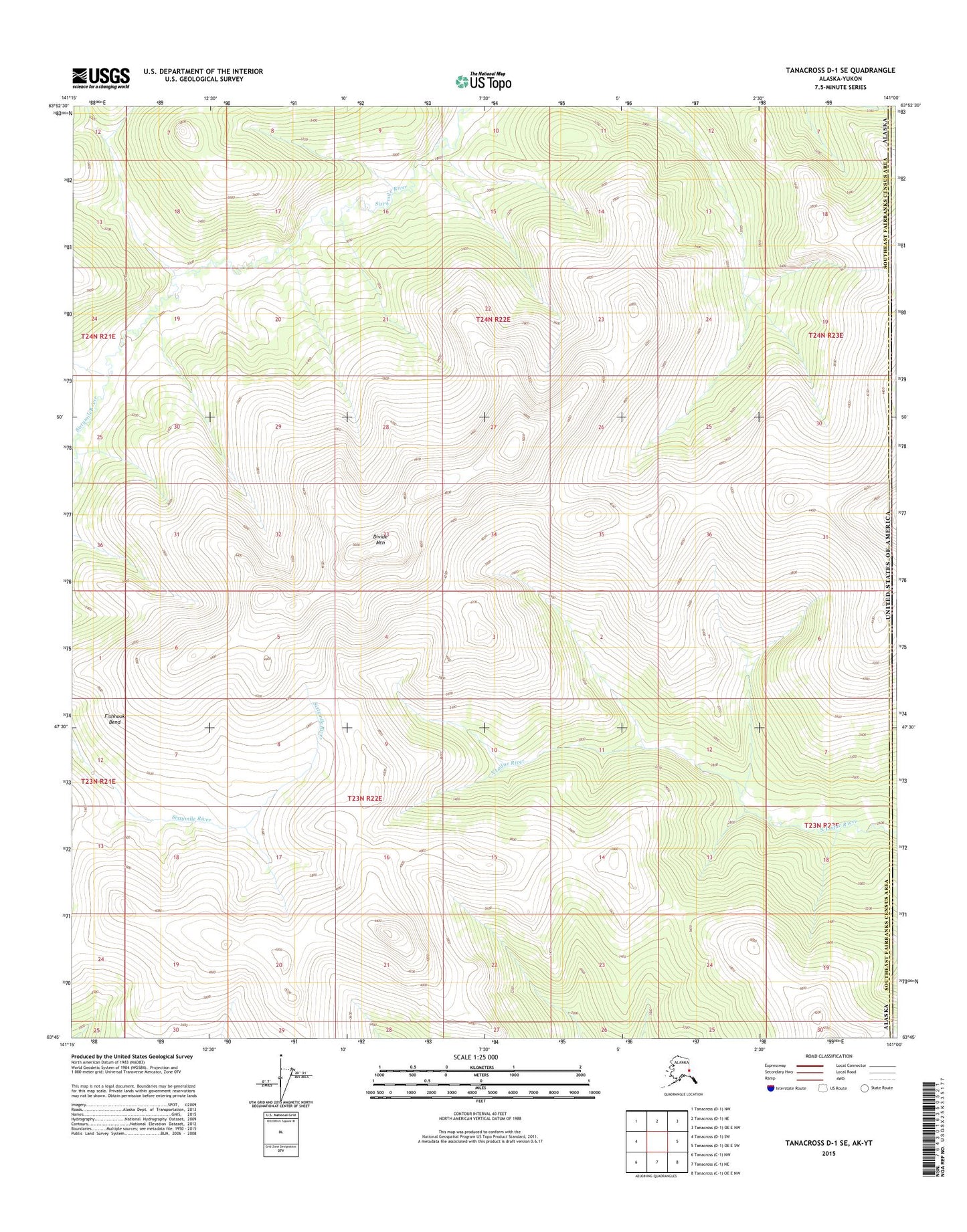 Tanacross D-1 SE Alaska US Topo Map Image