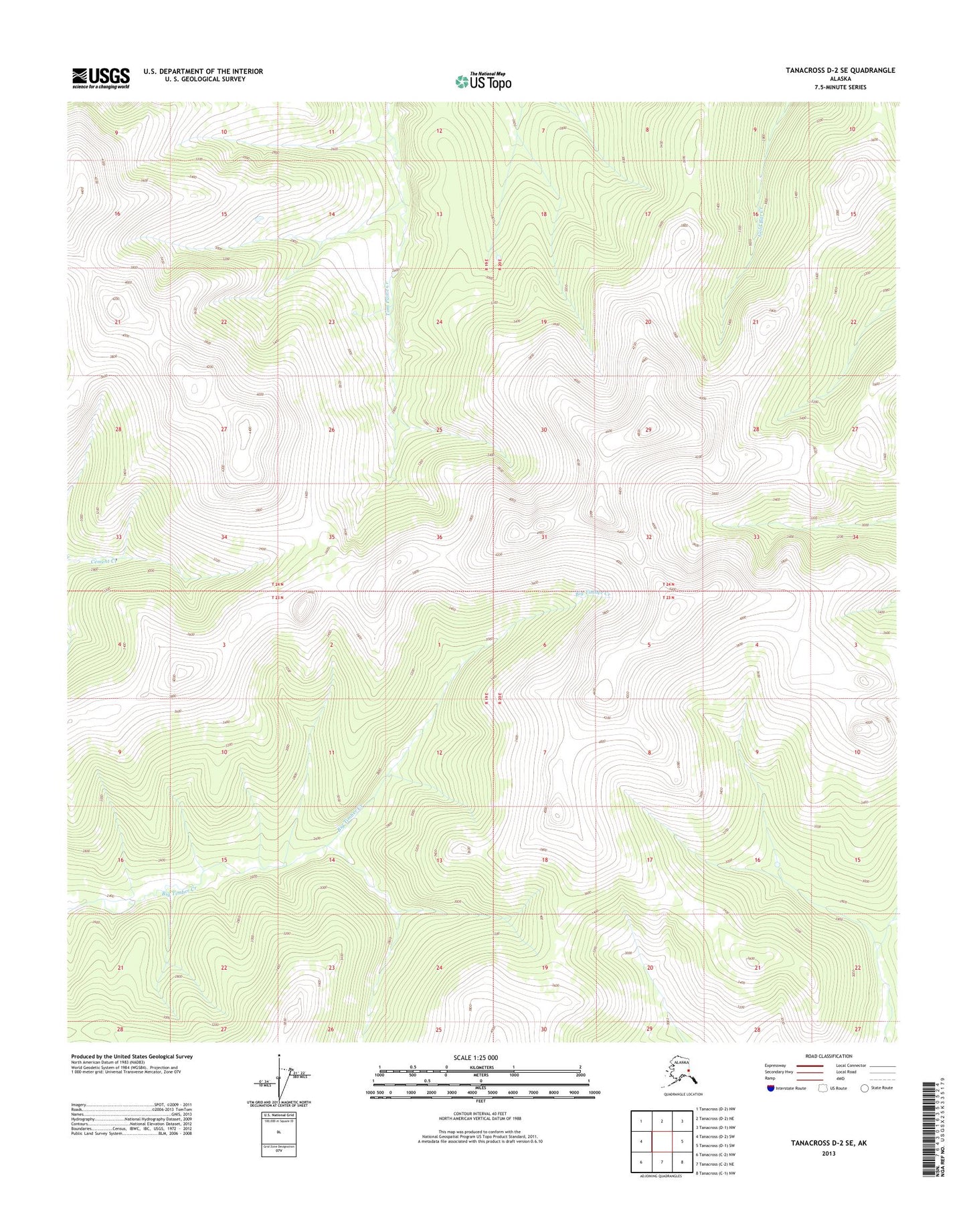 Tanacross D-2 SE Alaska US Topo Map Image