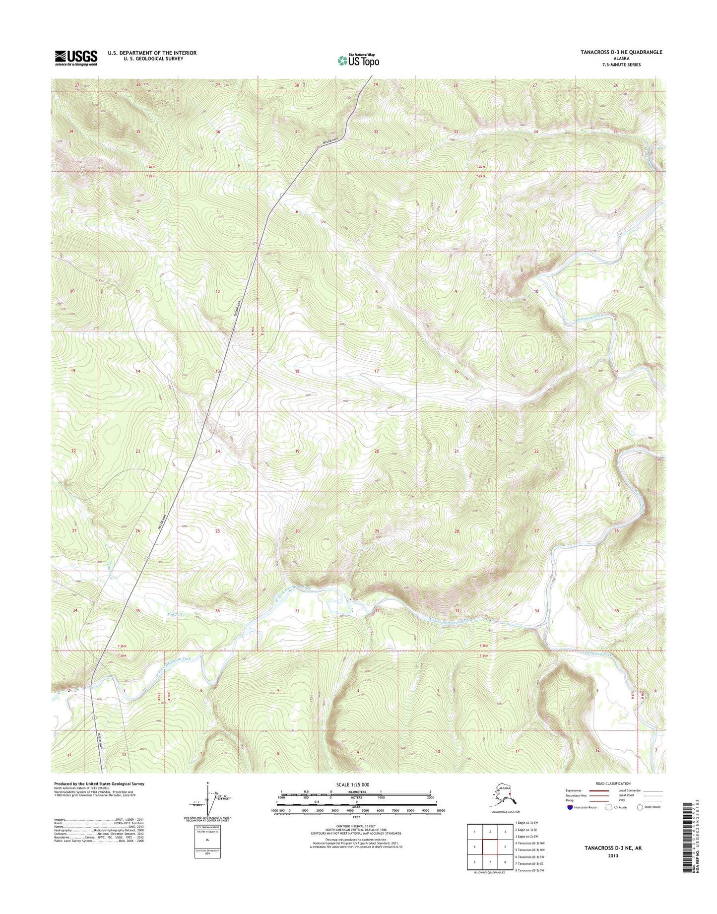 Tanacross D-3 NE Alaska US Topo Map Image