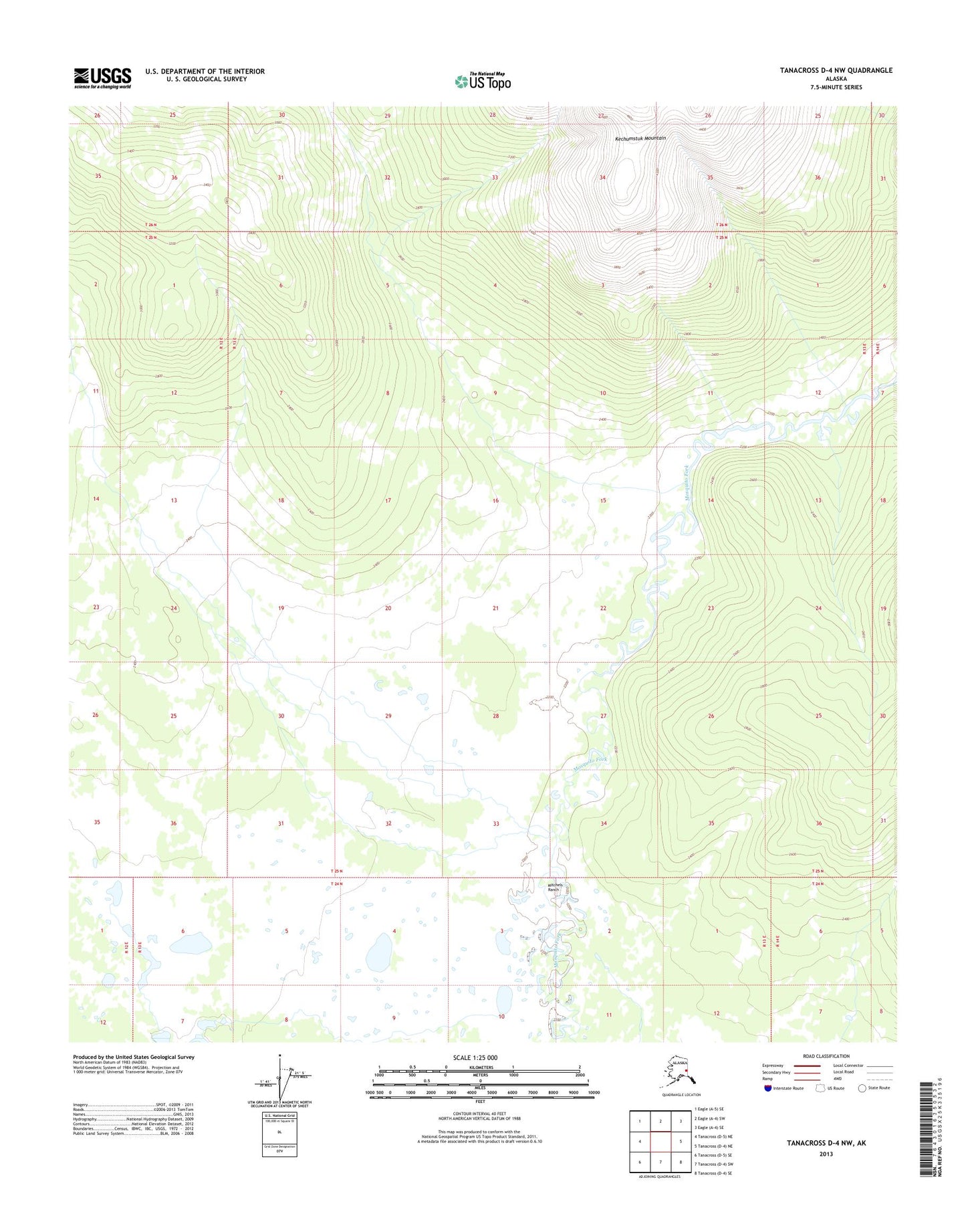 Tanacross D-4 NW Alaska US Topo Map Image
