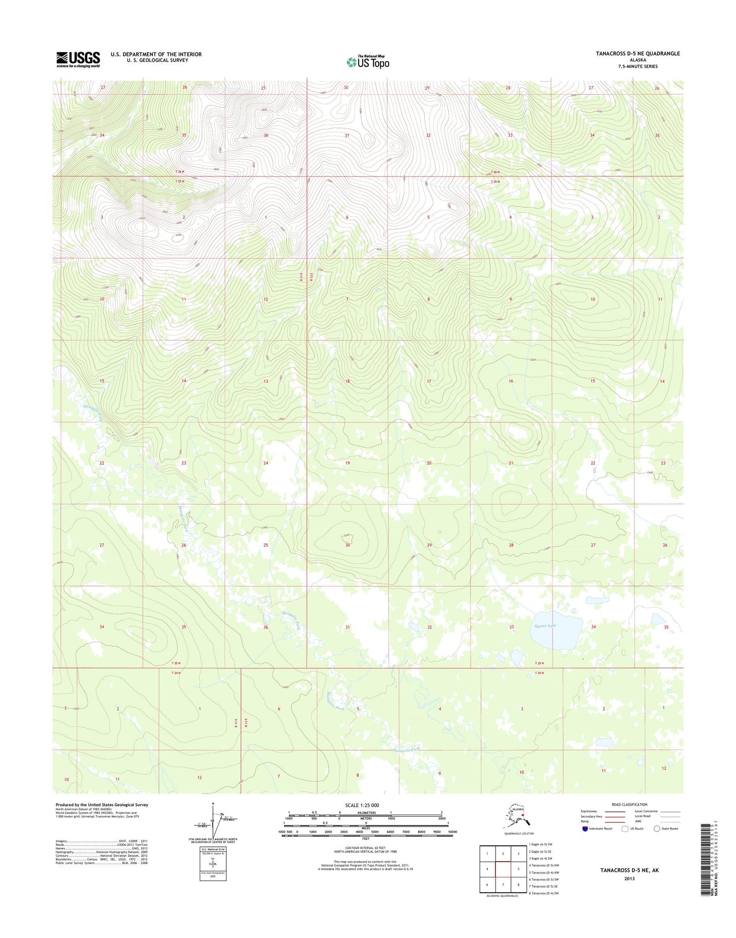 Tanacross D-5 NE Alaska US Topo Map Image