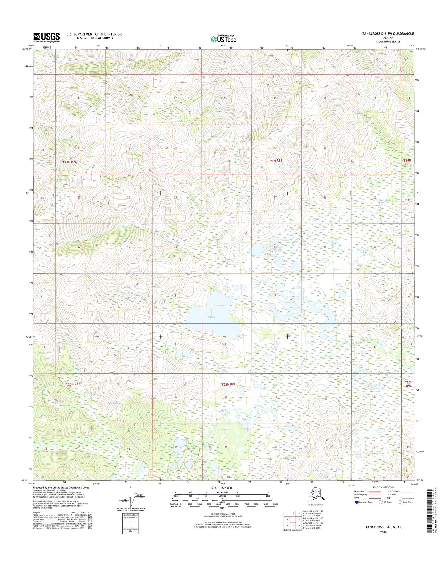 Tanacross D-6 SW Alaska US Topo Map Image
