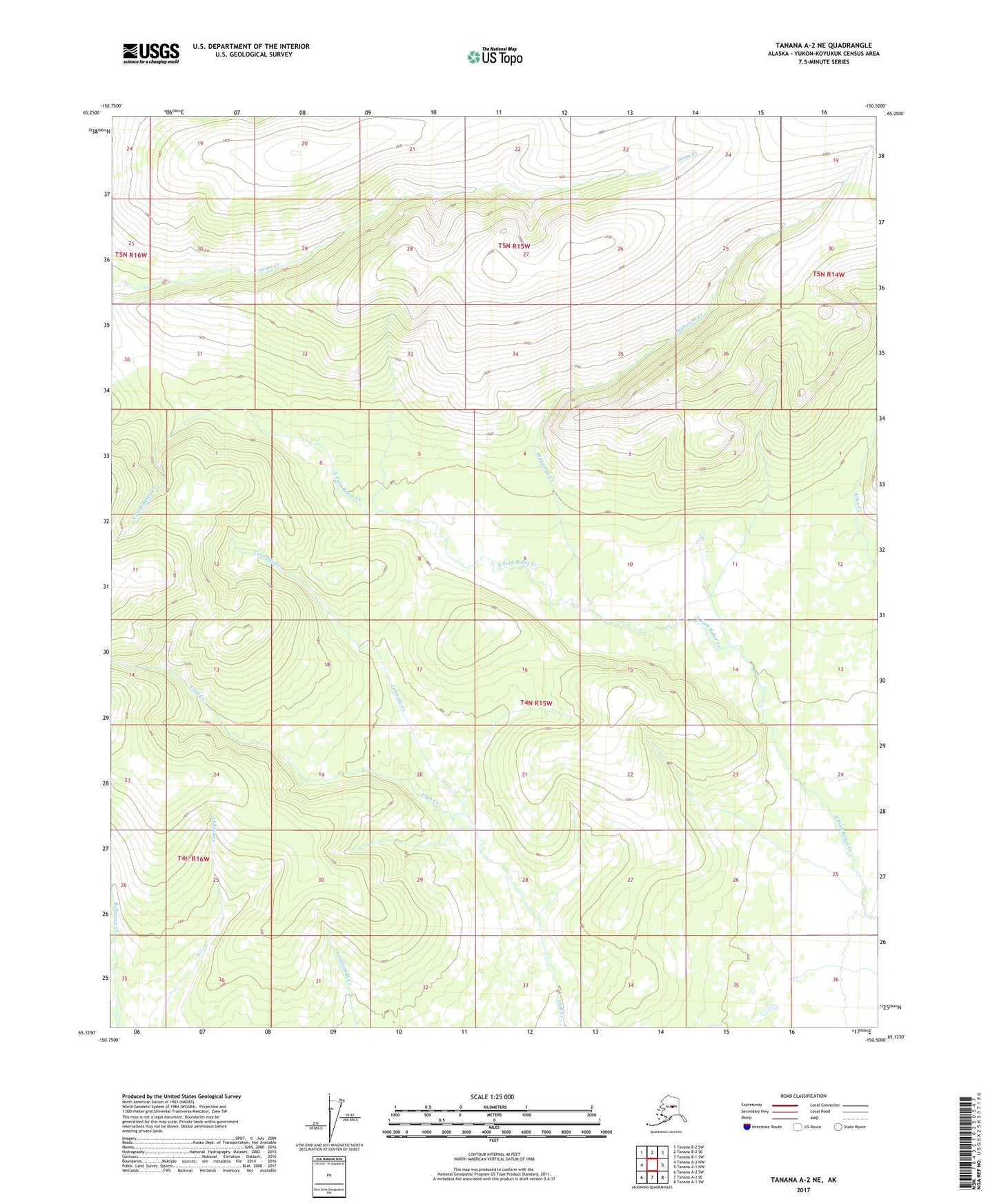Tanana A-2 NE Alaska US Topo Map Image