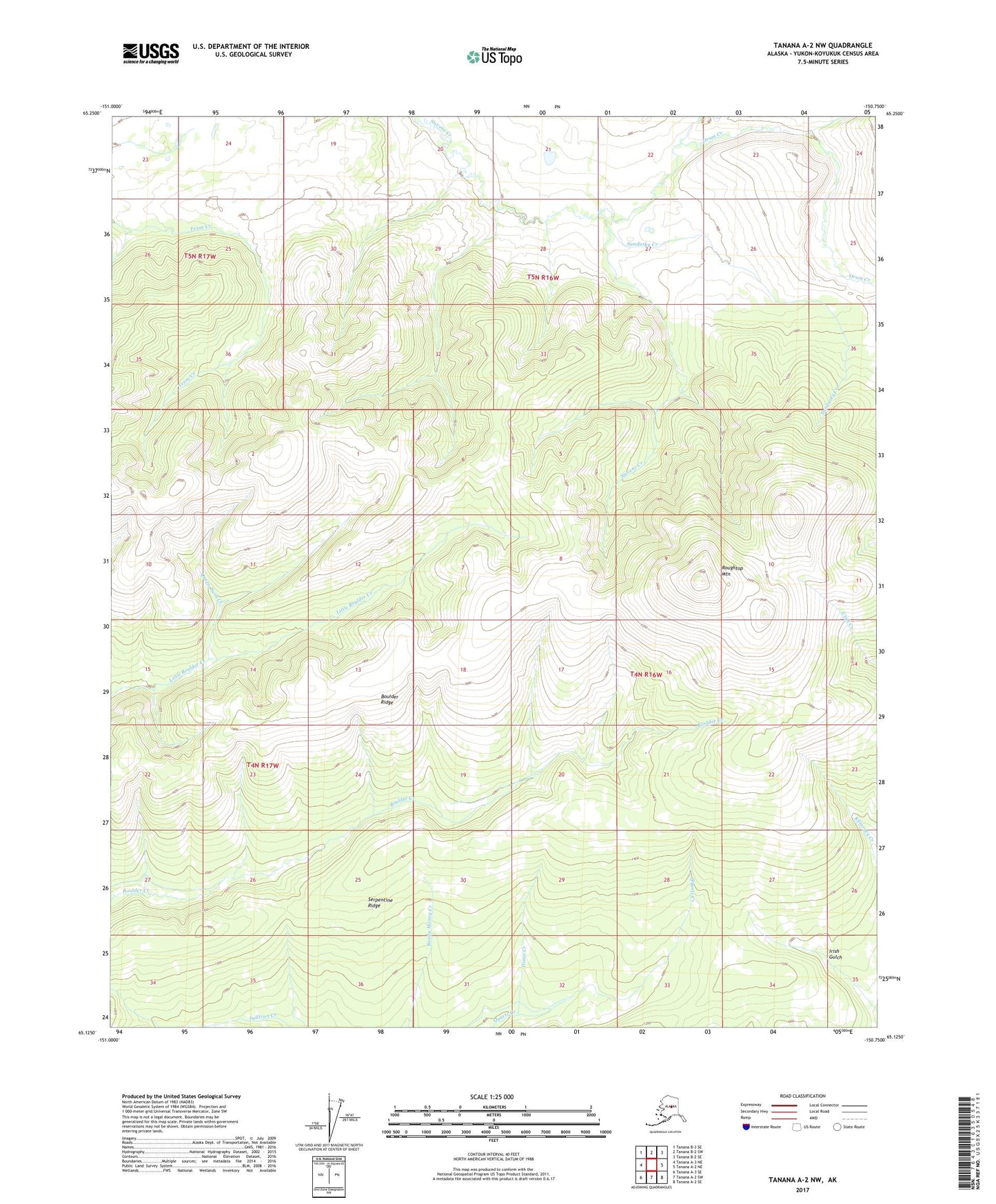 Tanana A-2 NW Alaska US Topo Map Image