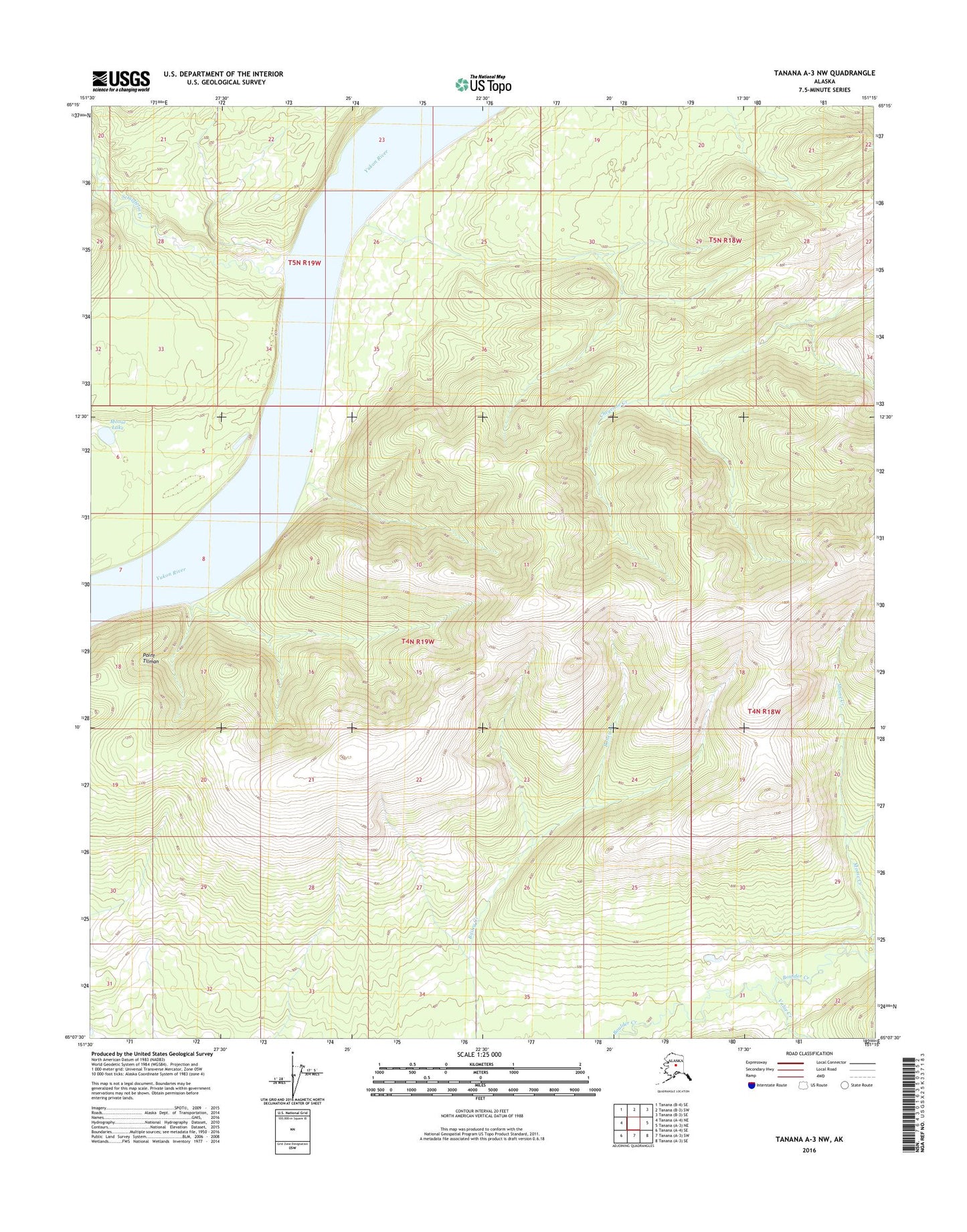 Tanana A-3 NW Alaska US Topo Map Image