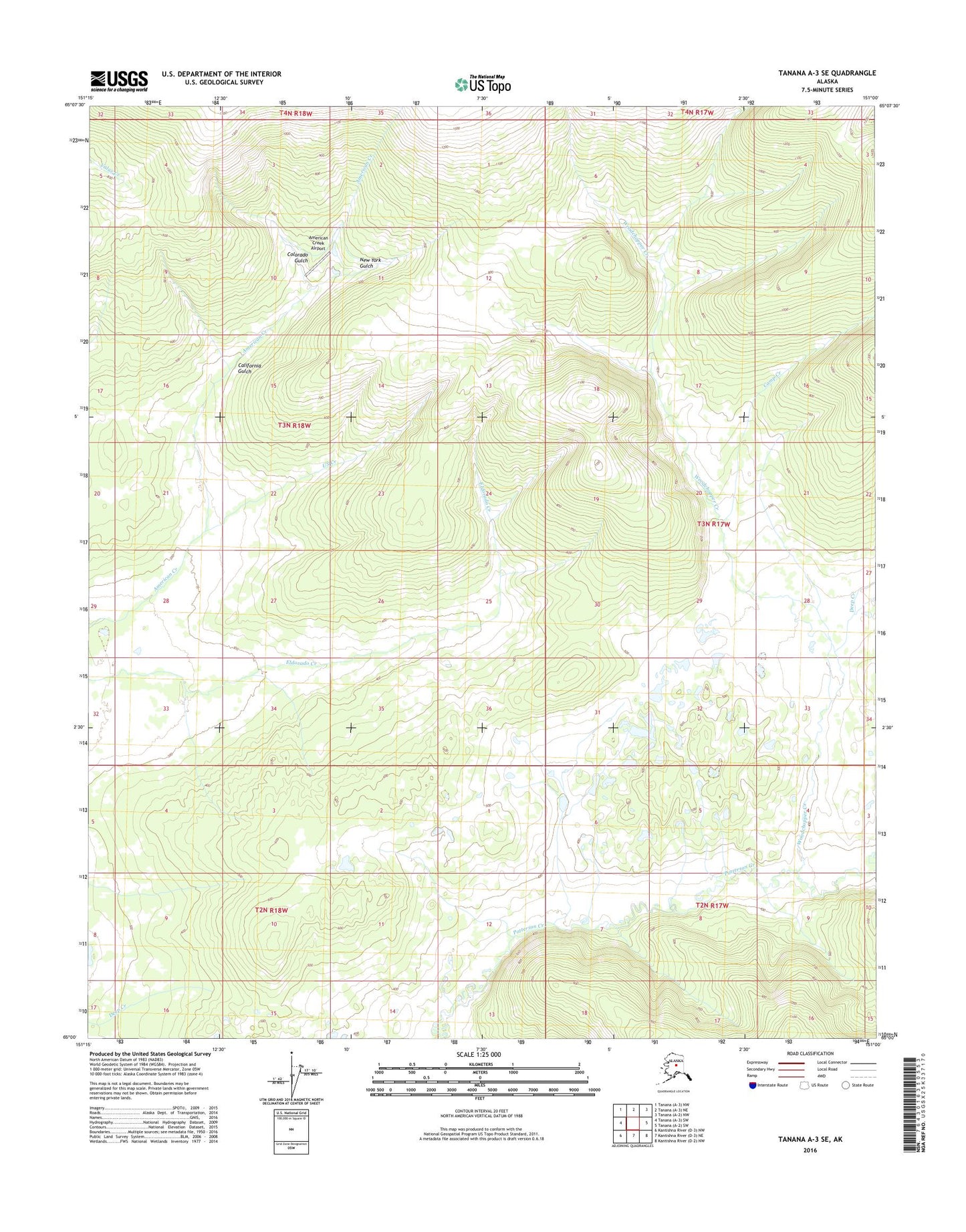 Tanana A-3 SE Alaska US Topo Map Image