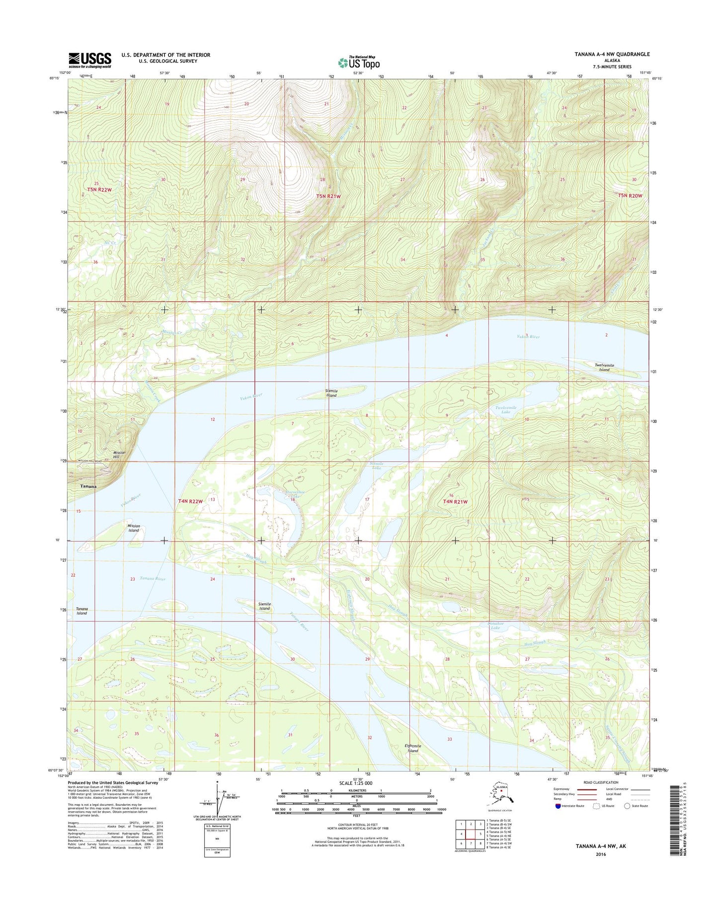 Tanana A-4 NW Alaska US Topo Map Image