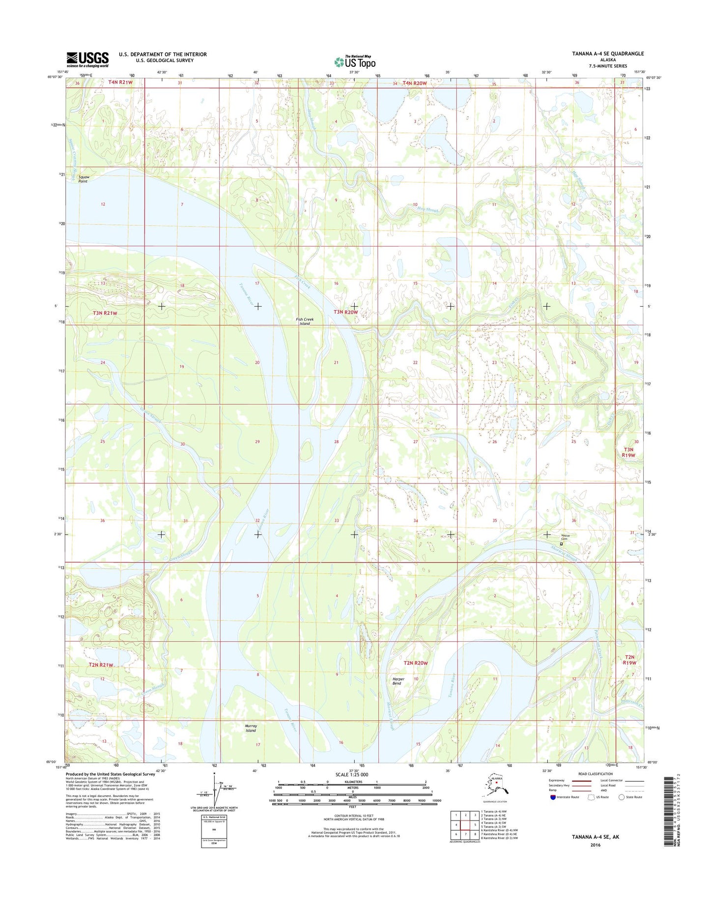 Tanana A-4 SE Alaska US Topo Map Image