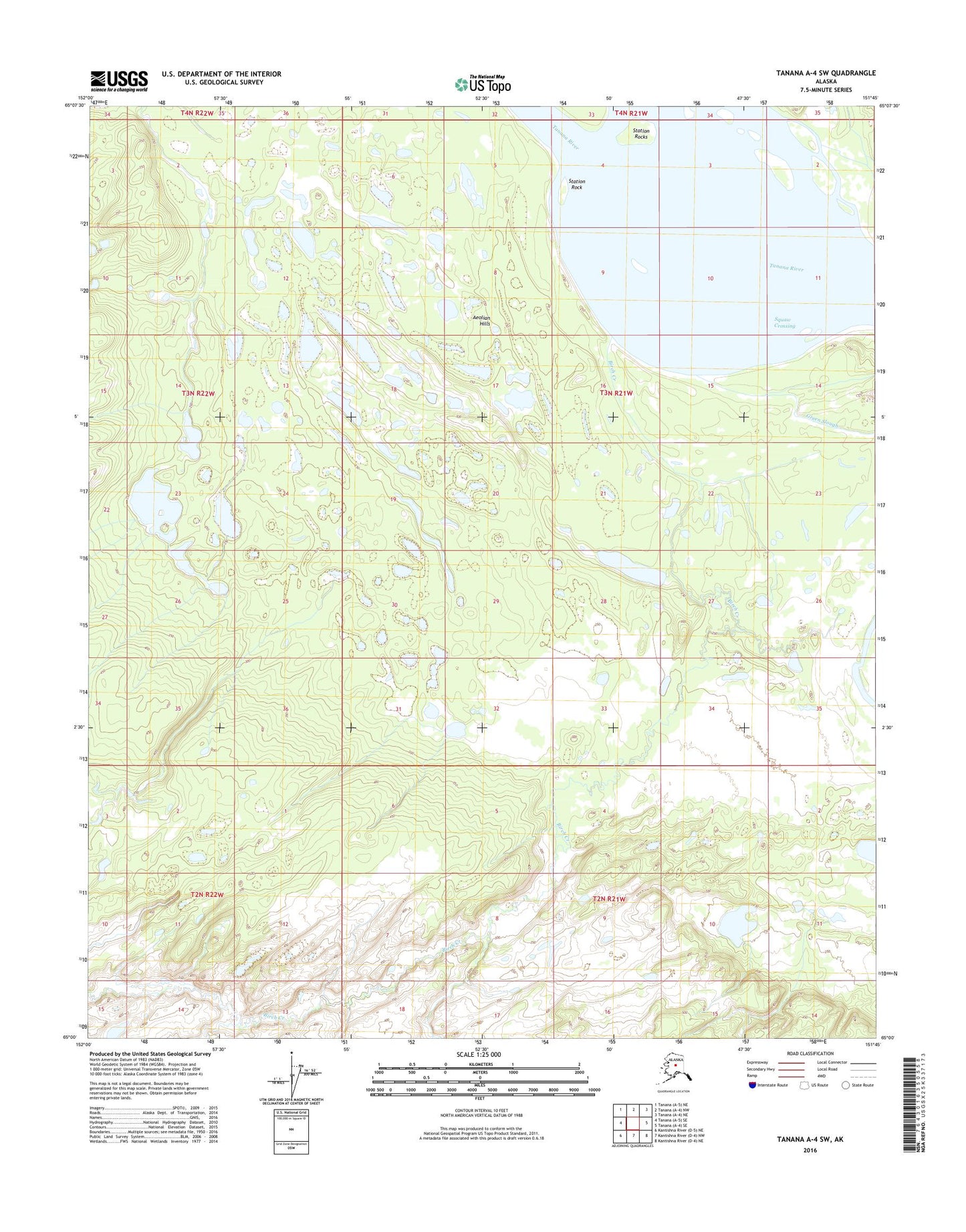 Tanana A-4 SW Alaska US Topo Map Image