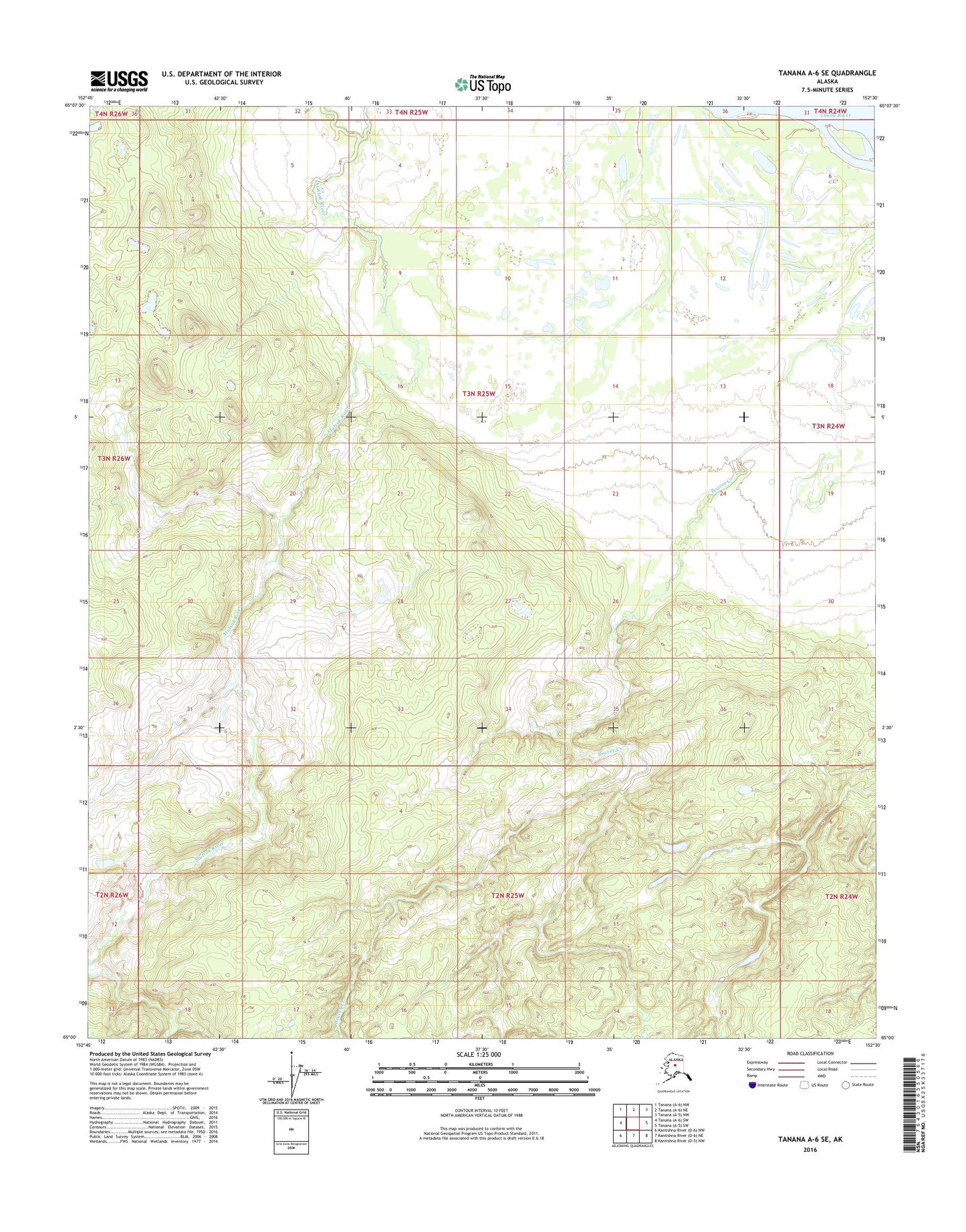 Tanana A-6 SE Alaska US Topo Map Image