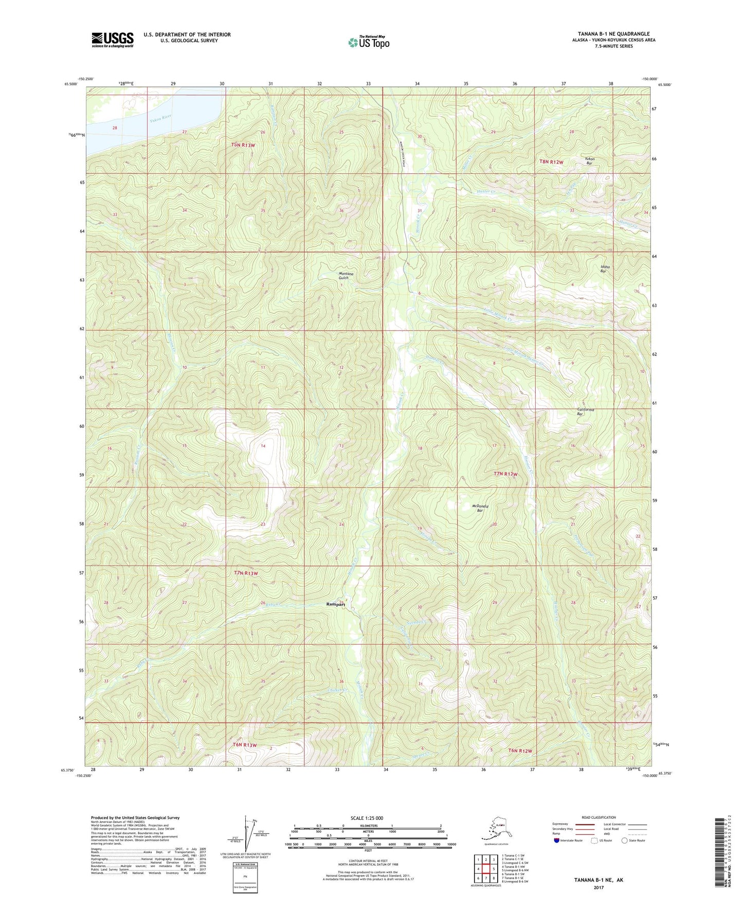 Tanana B-1 NE Alaska US Topo Map Image