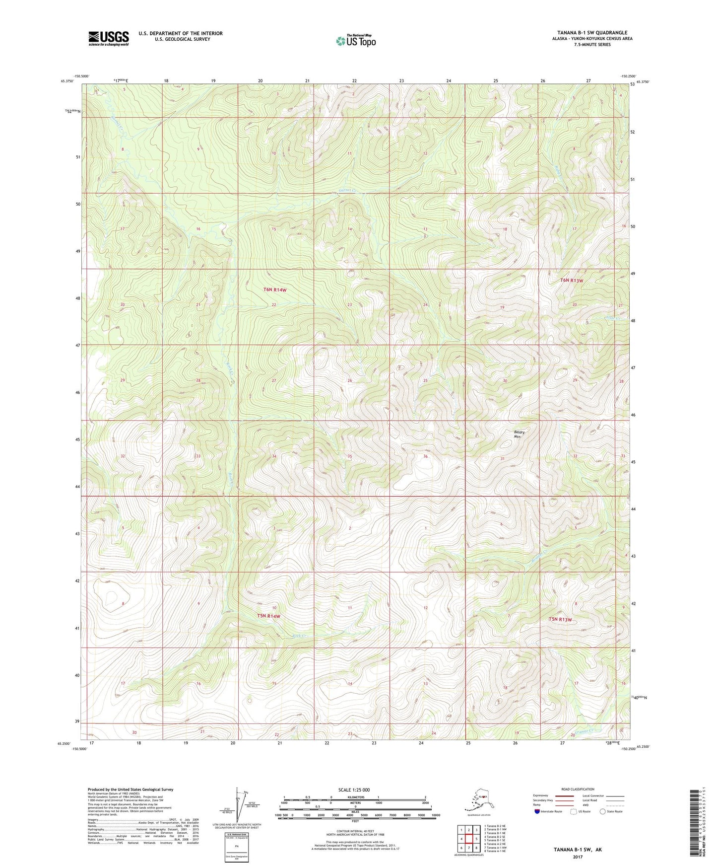 Tanana B-1 SW Alaska US Topo Map Image