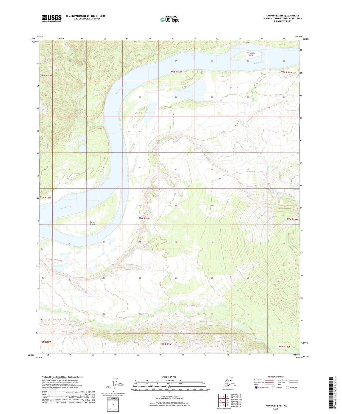 Tanana B-2 NE Alaska US Topo Map Image
