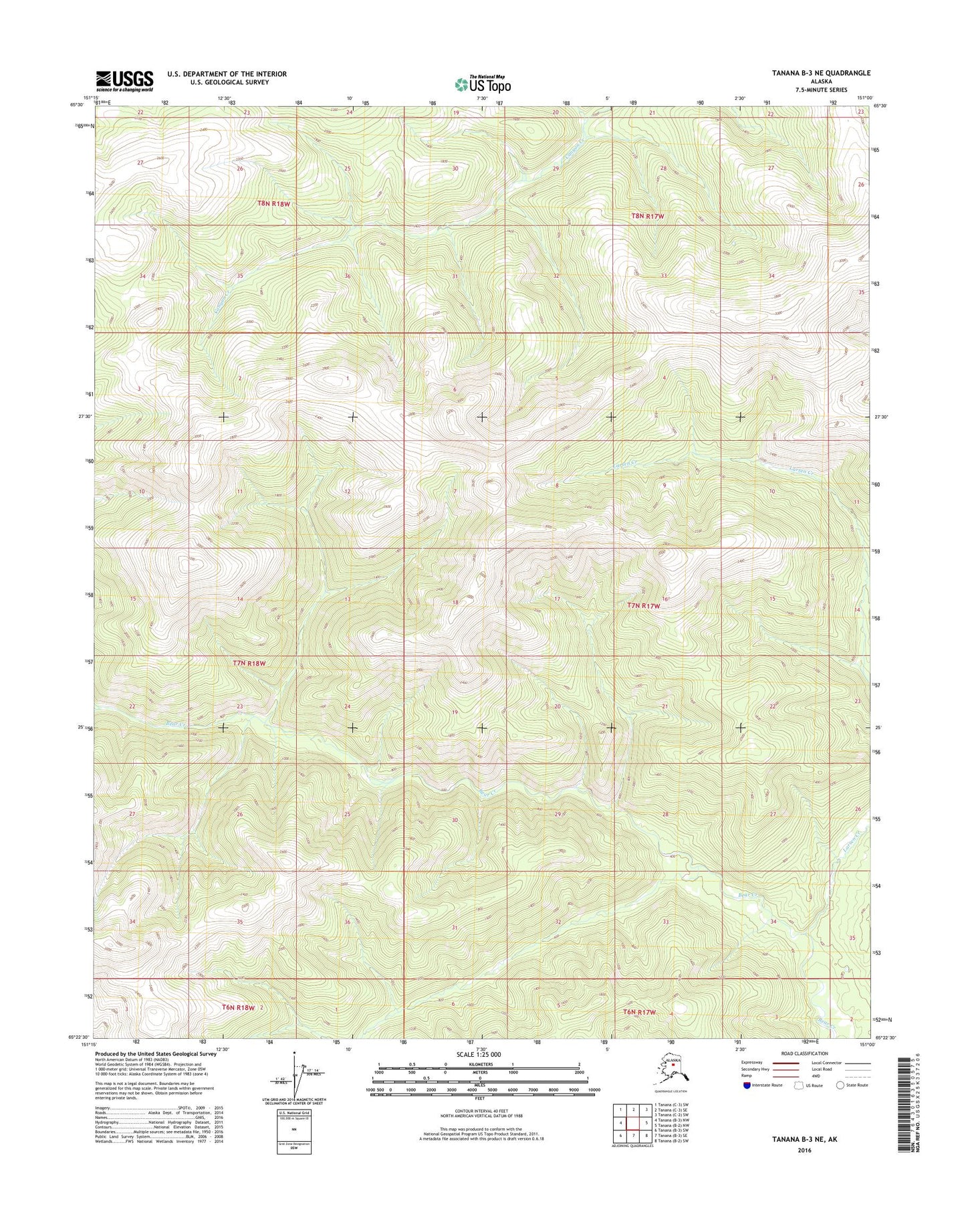 Tanana B-3 NE Alaska US Topo Map Image