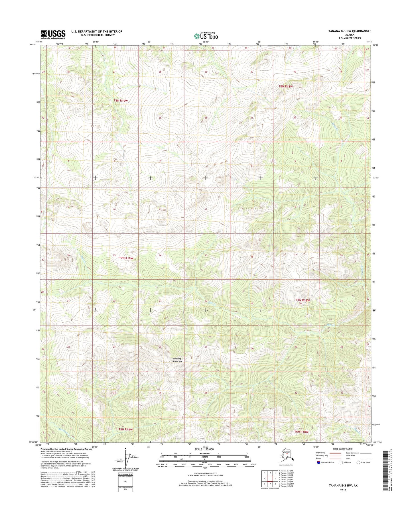 Tanana B-3 NW Alaska US Topo Map Image