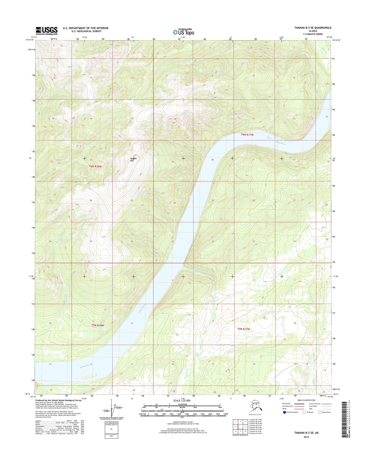 Tanana B-3 SE Alaska US Topo Map Image
