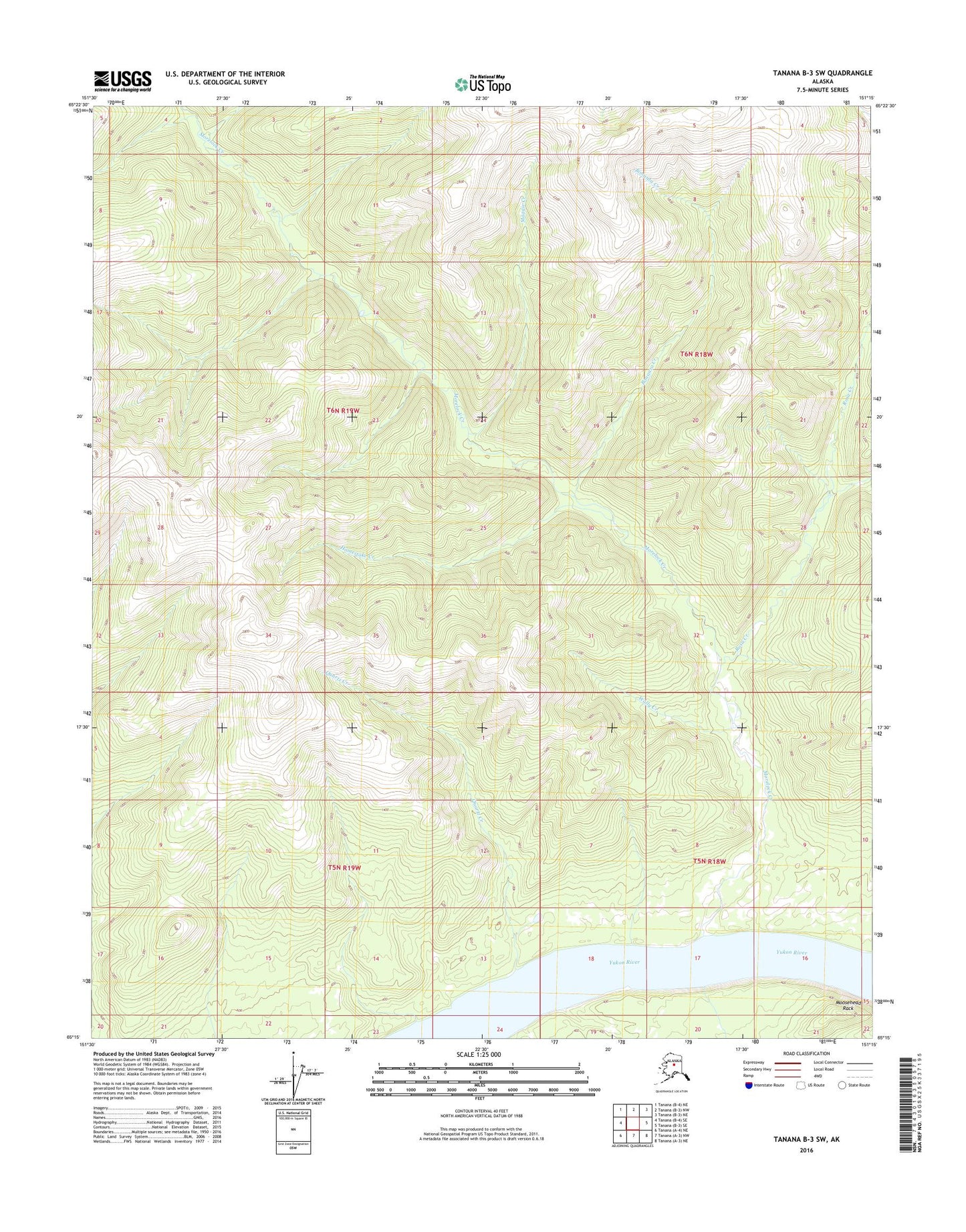 Tanana B-3 SW Alaska US Topo Map Image