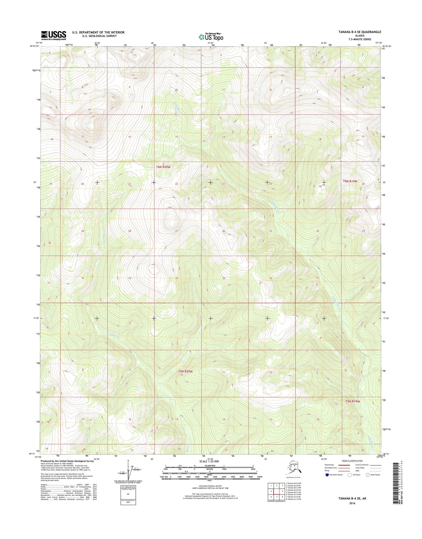 Tanana B-4 SE Alaska US Topo Map Image