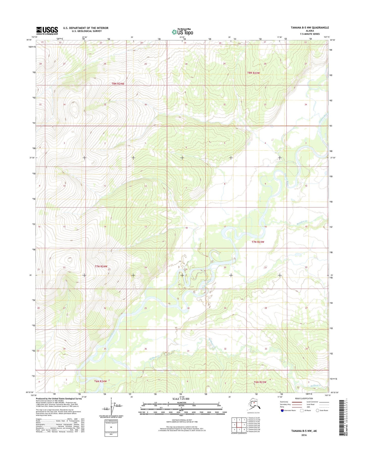 Tanana B-5 NW Alaska US Topo Map Image