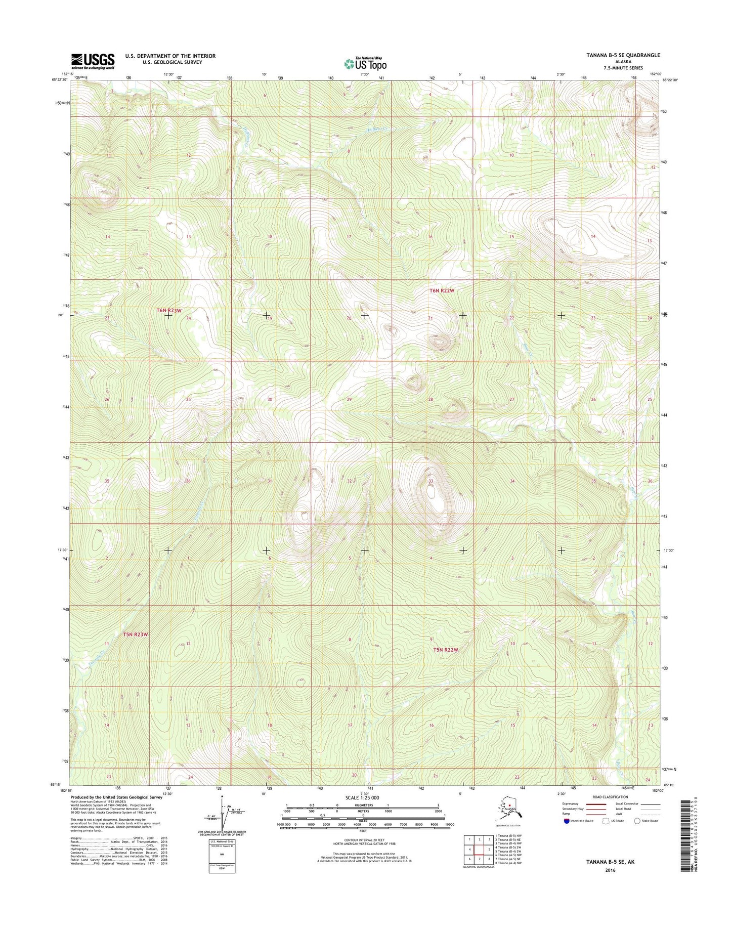 Tanana B-5 SE Alaska US Topo Map Image