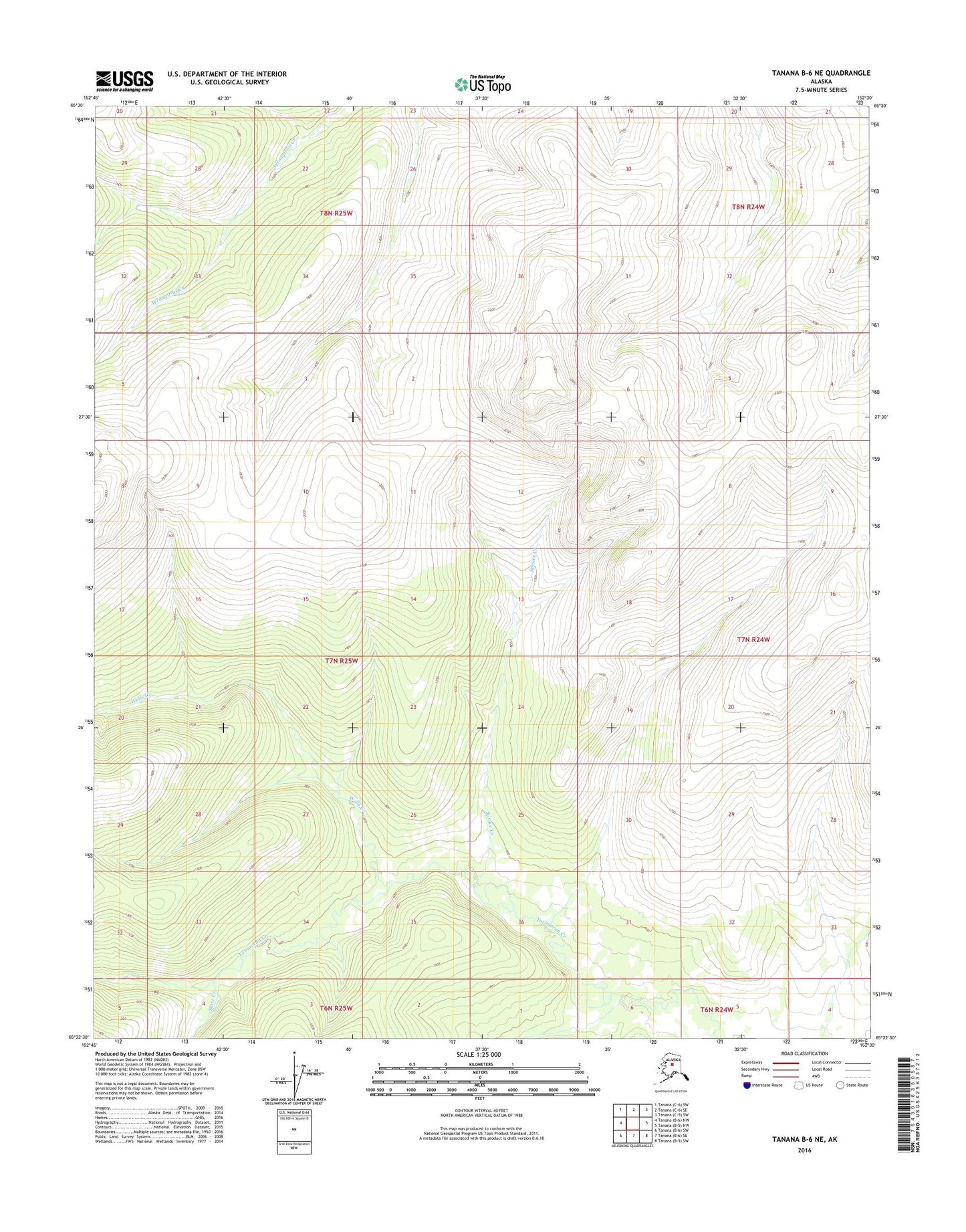 Tanana B-6 NE Alaska US Topo Map Image