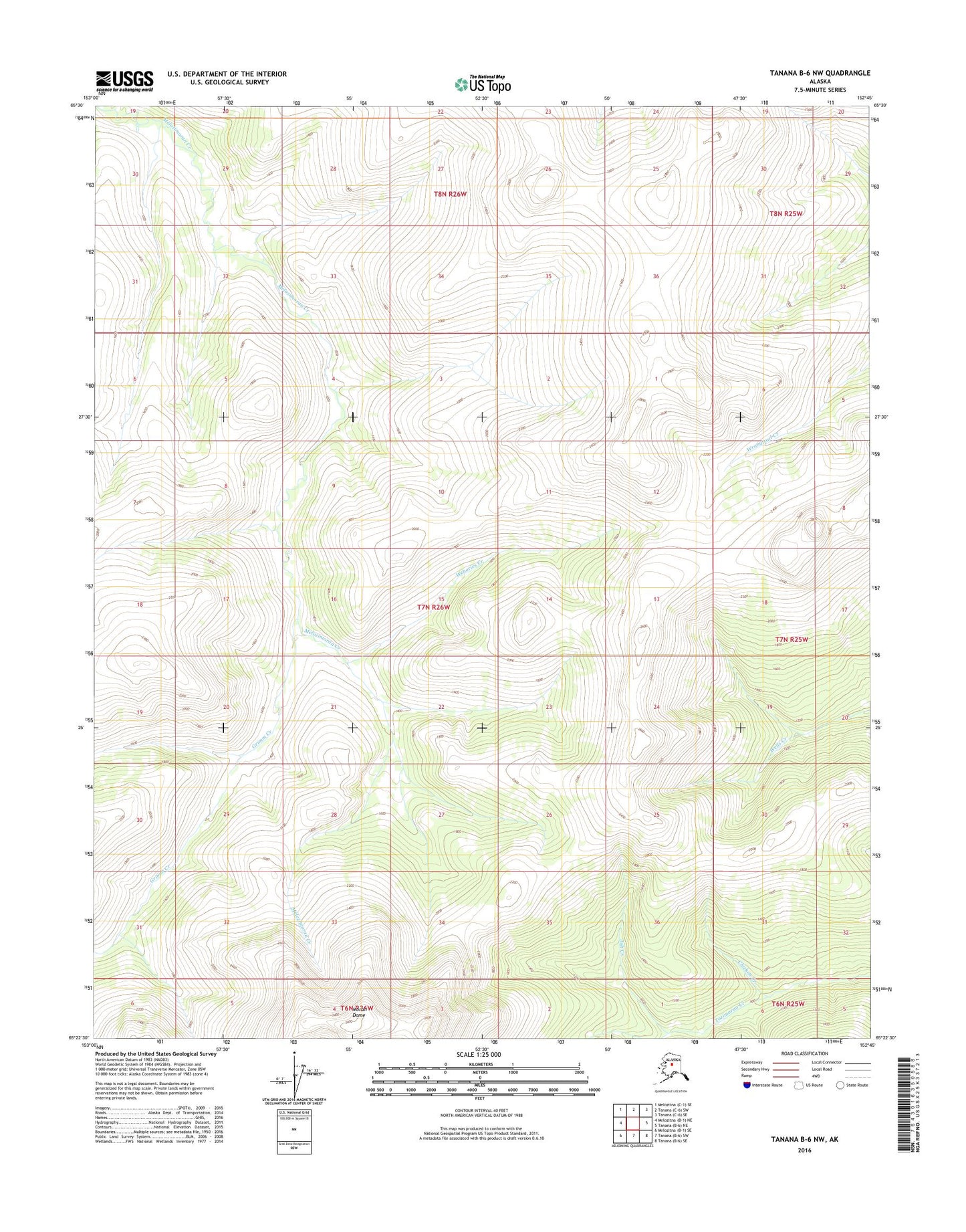 Tanana B-6 NW Alaska US Topo Map Image