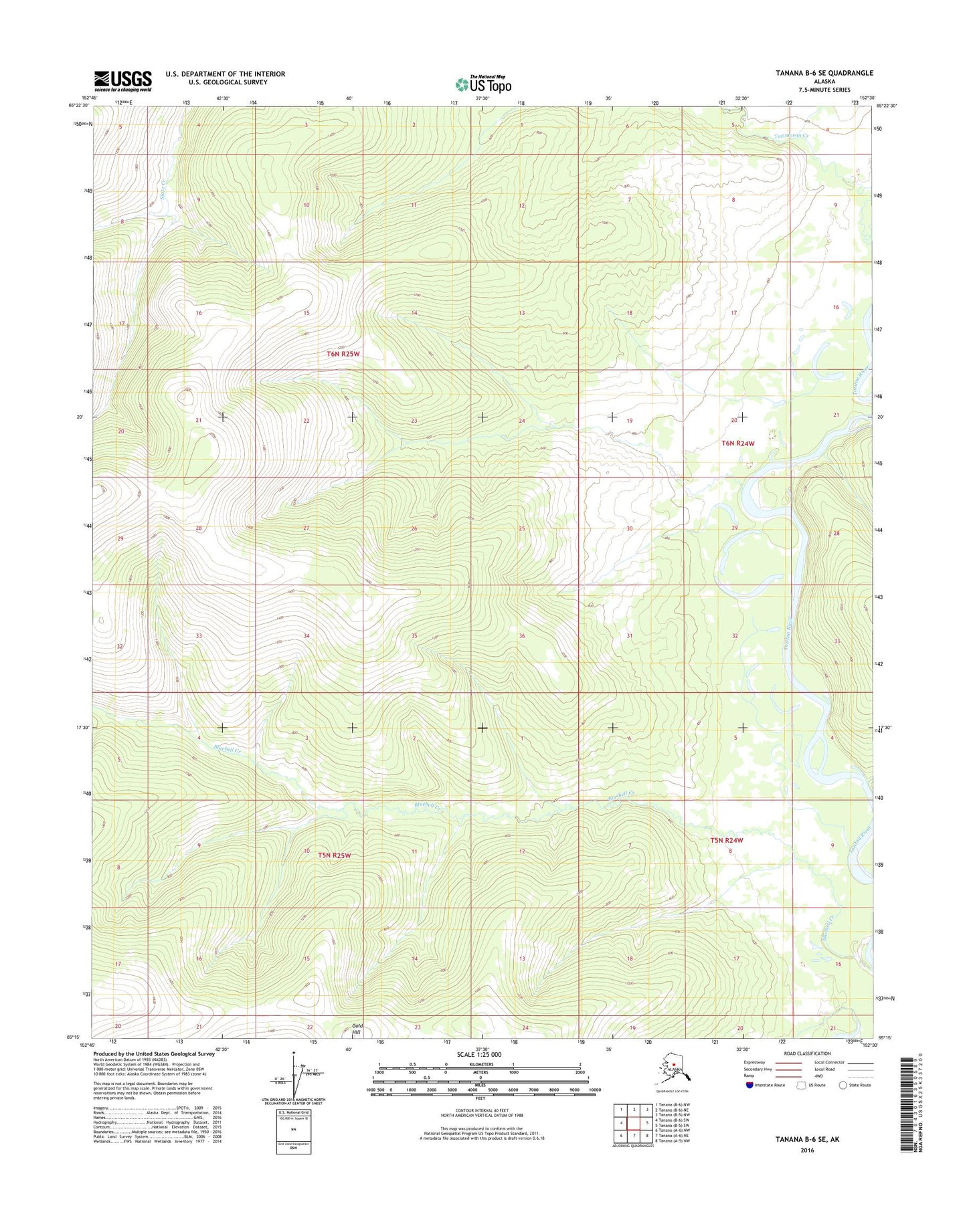 Tanana B-6 SE Alaska US Topo Map Image