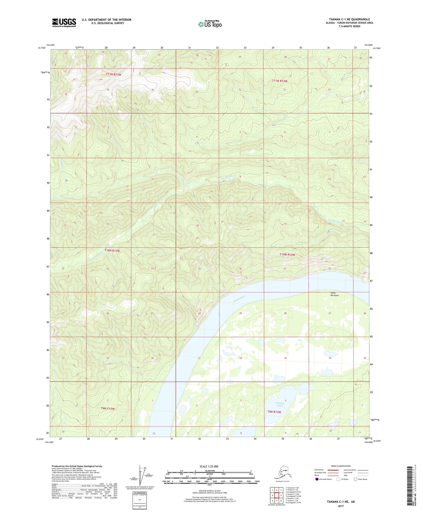 Tanana C-1 NE Alaska US Topo Map Image