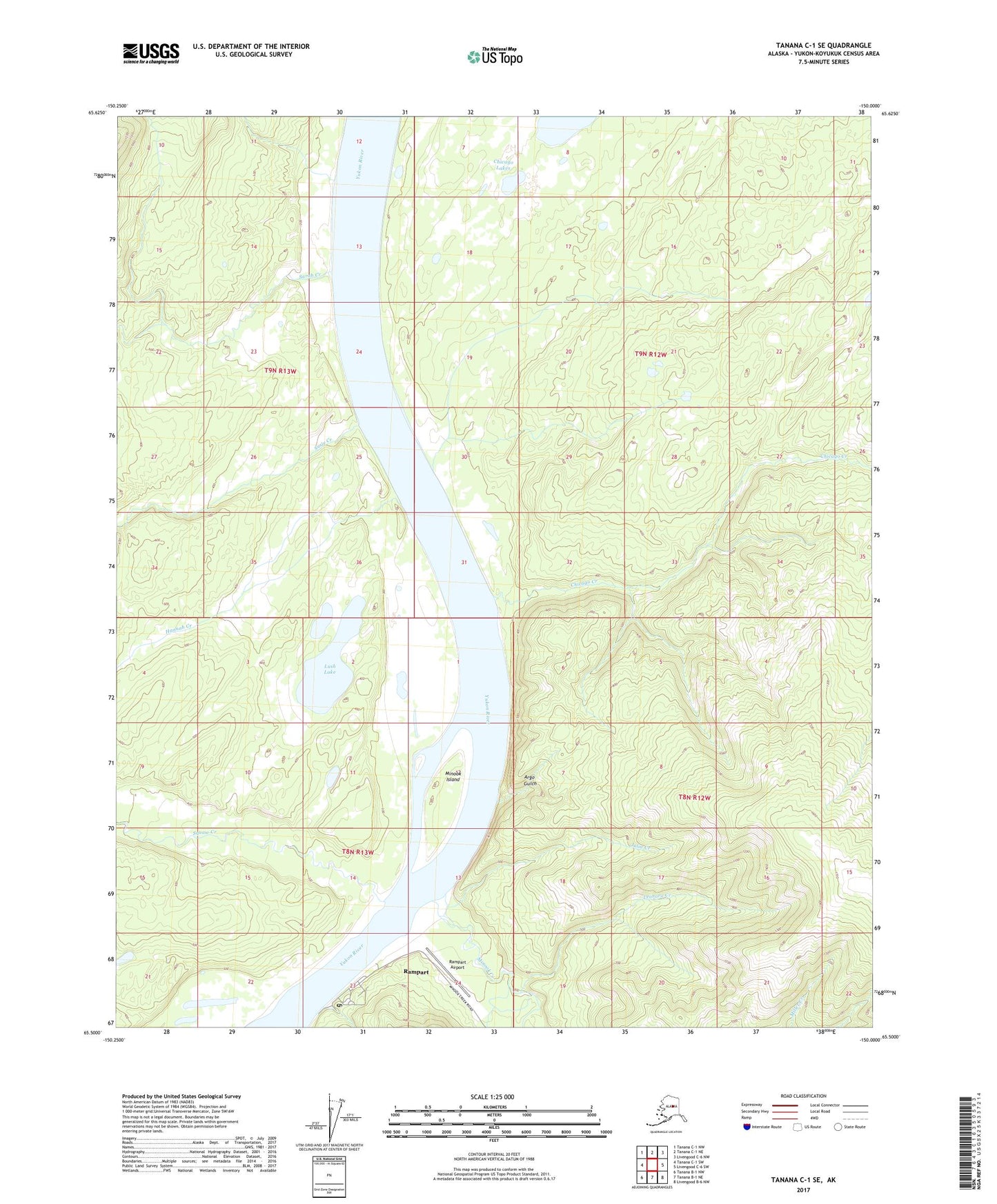 Tanana C-1 SE Alaska US Topo Map Image