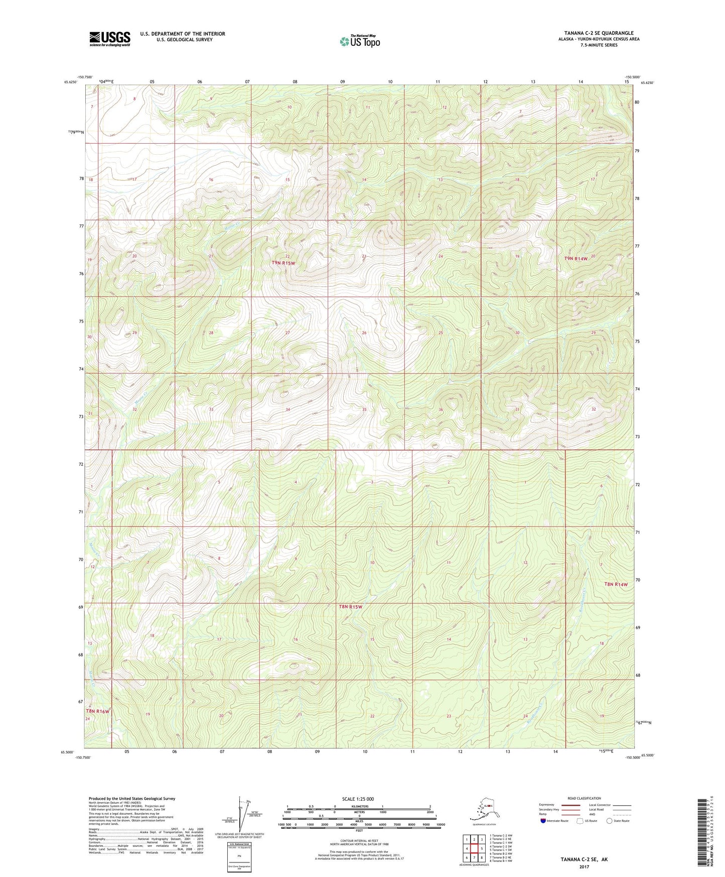 Tanana C-2 SE Alaska US Topo Map Image