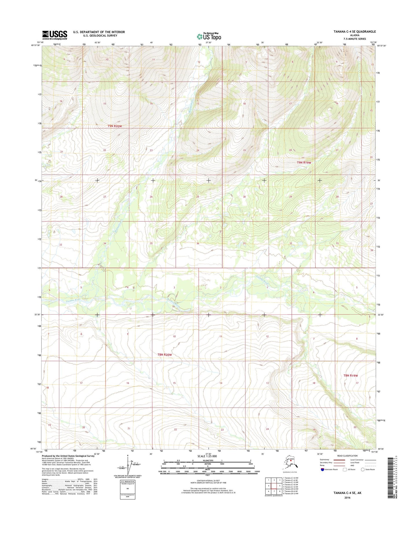 Tanana C-4 SE Alaska US Topo Map Image