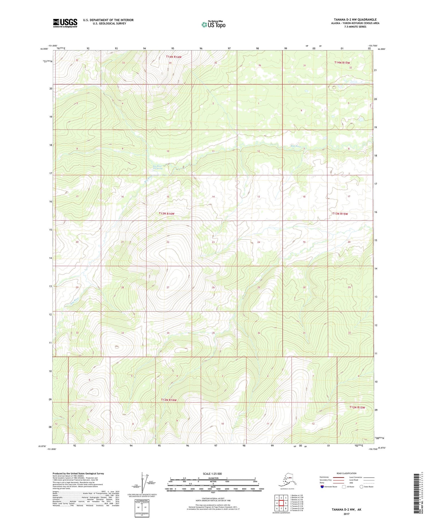 Tanana D-2 NW Alaska US Topo Map Image