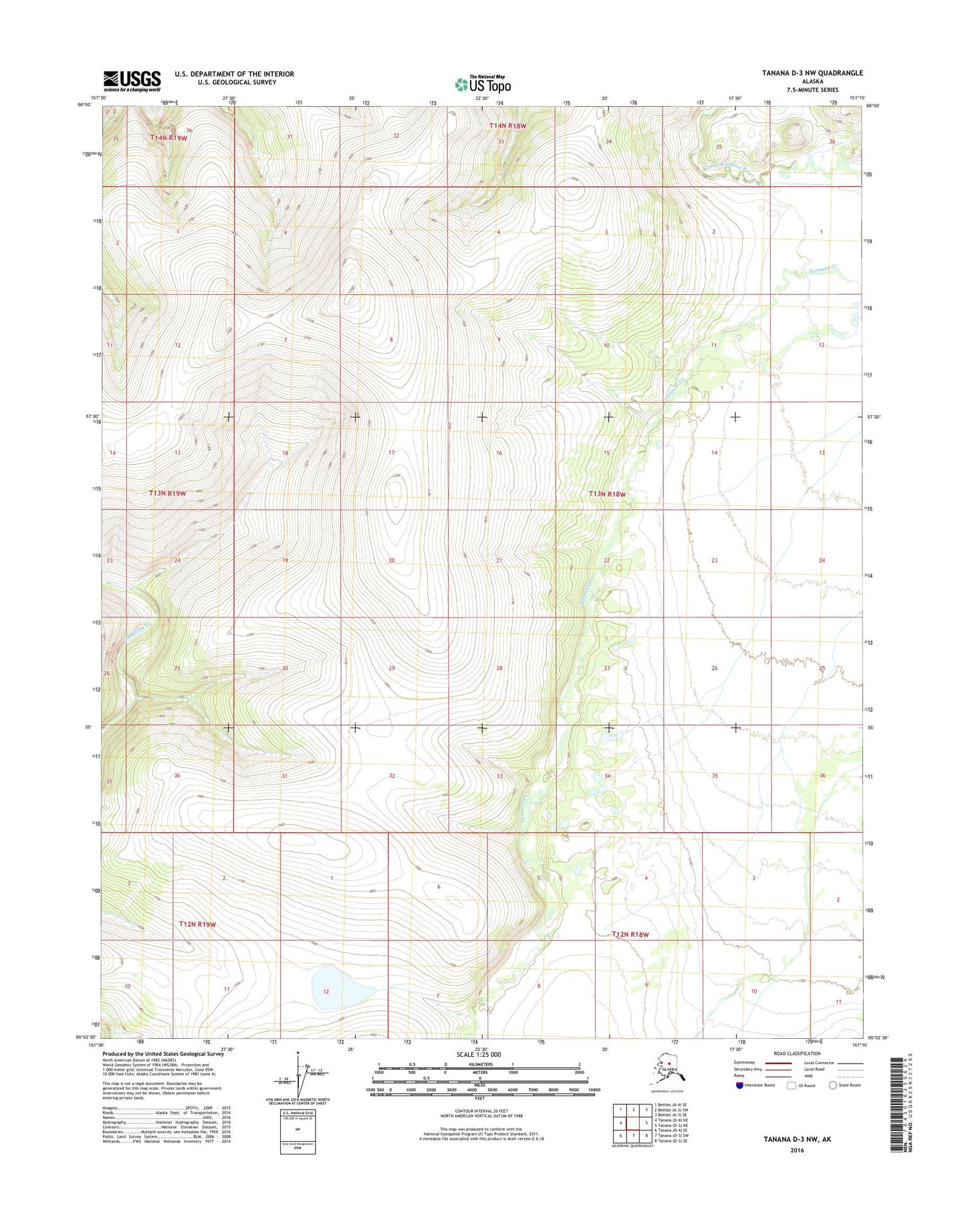 Tanana D-3 NW Alaska US Topo Map Image