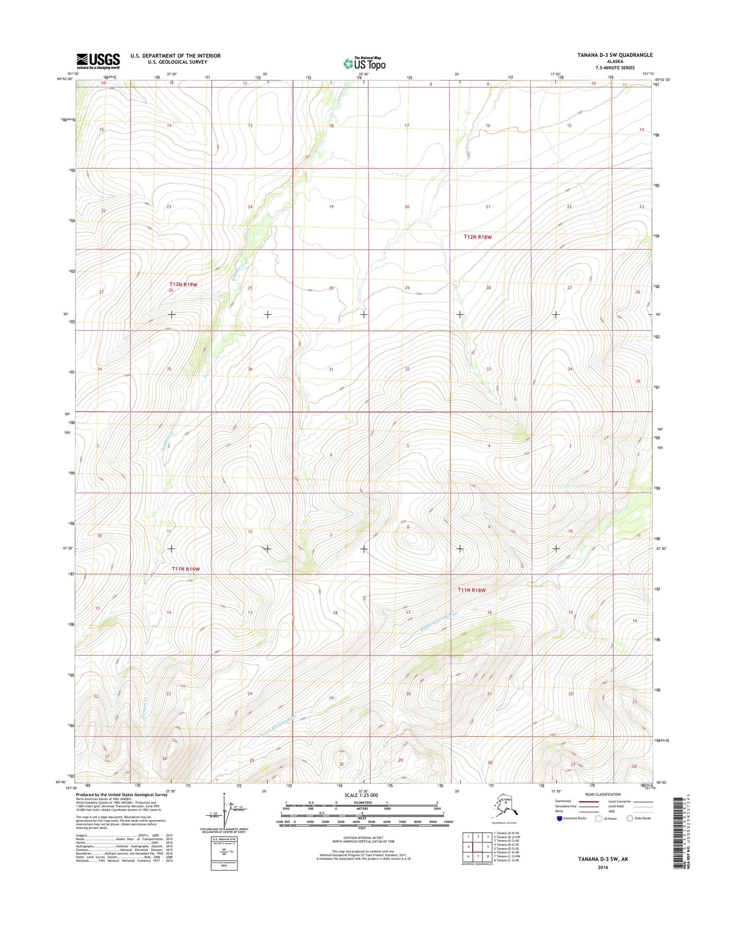 Tanana D-3 SW Alaska US Topo Map Image