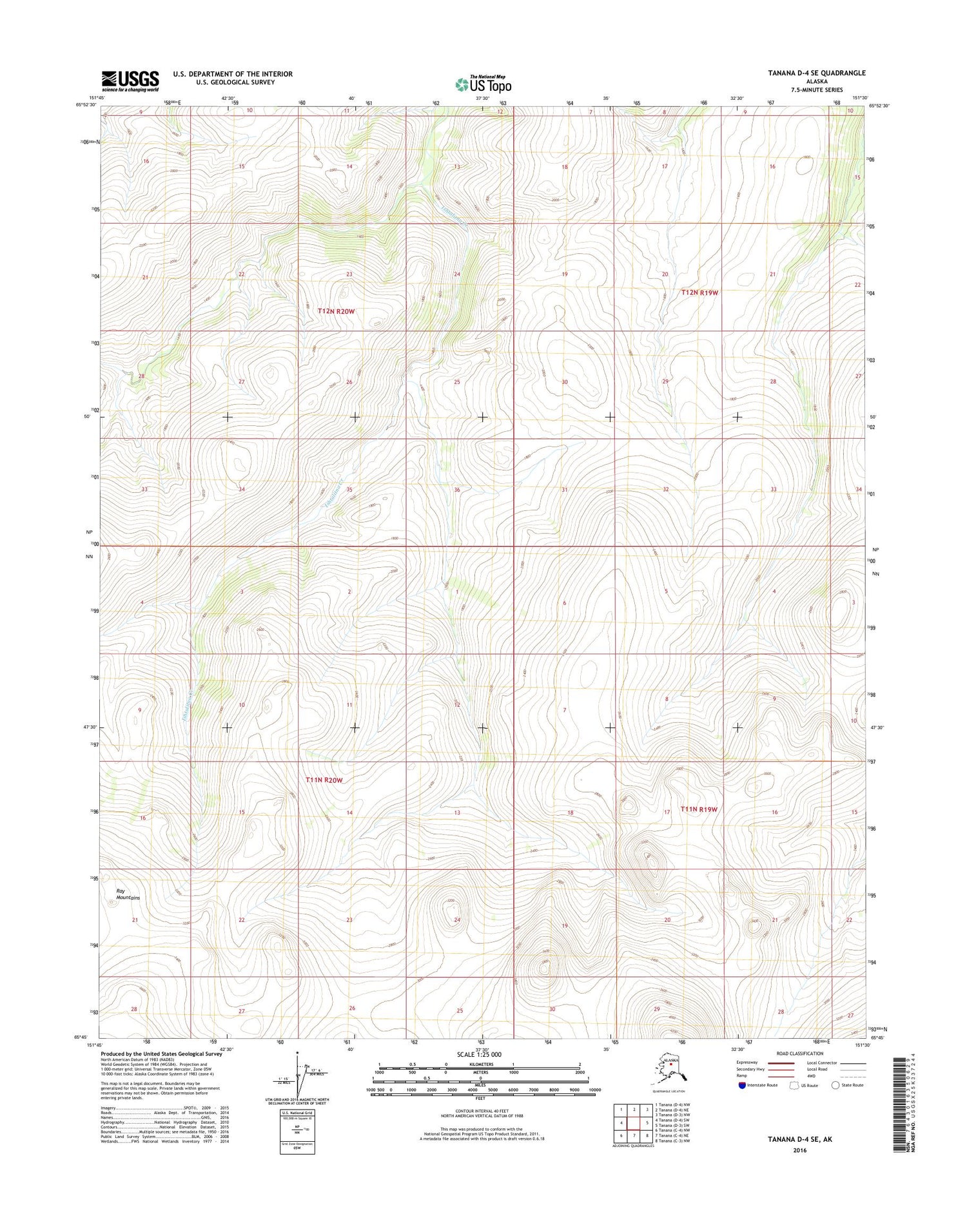 Tanana D-4 SE Alaska US Topo Map Image