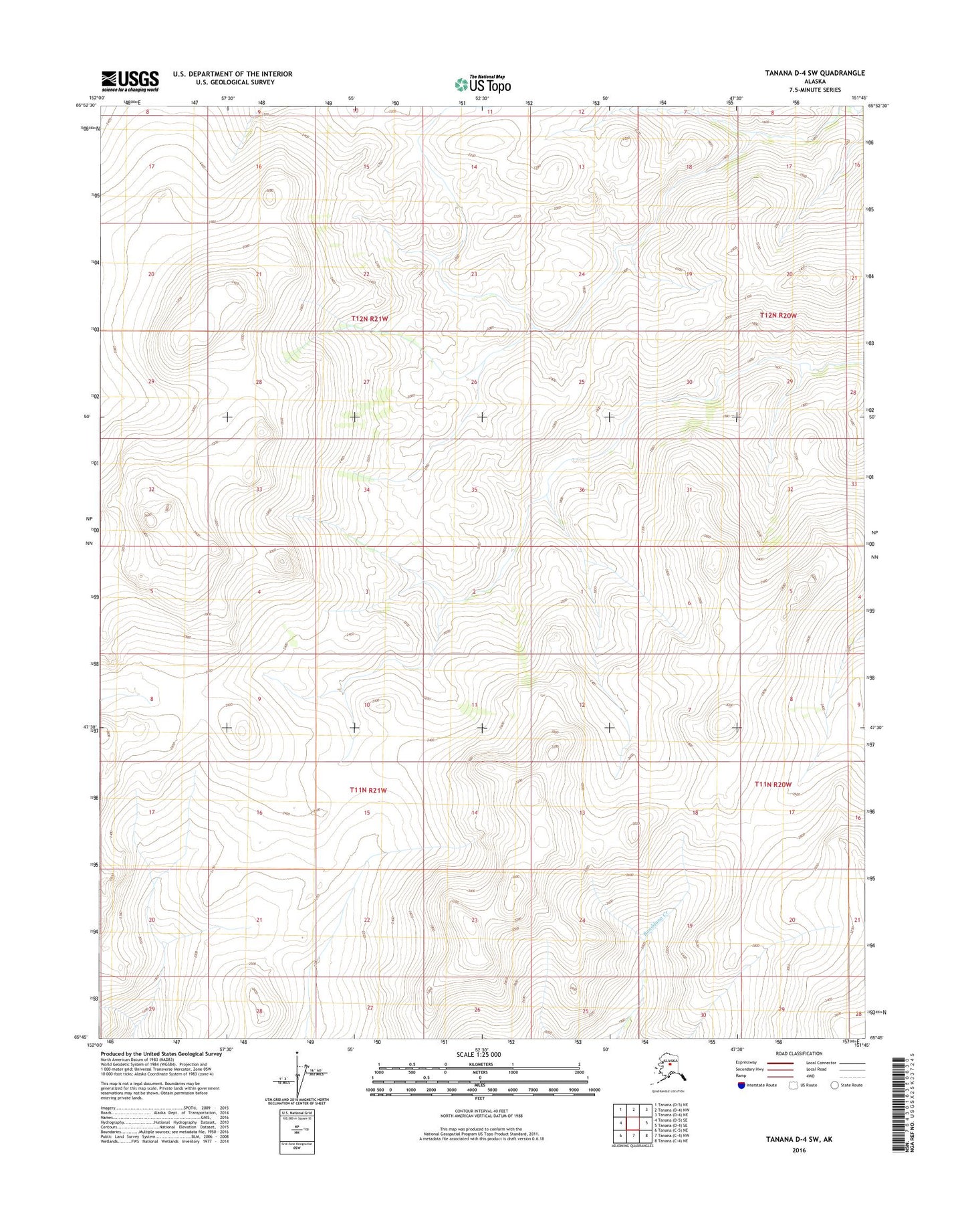 Tanana D-4 SW Alaska US Topo Map Image