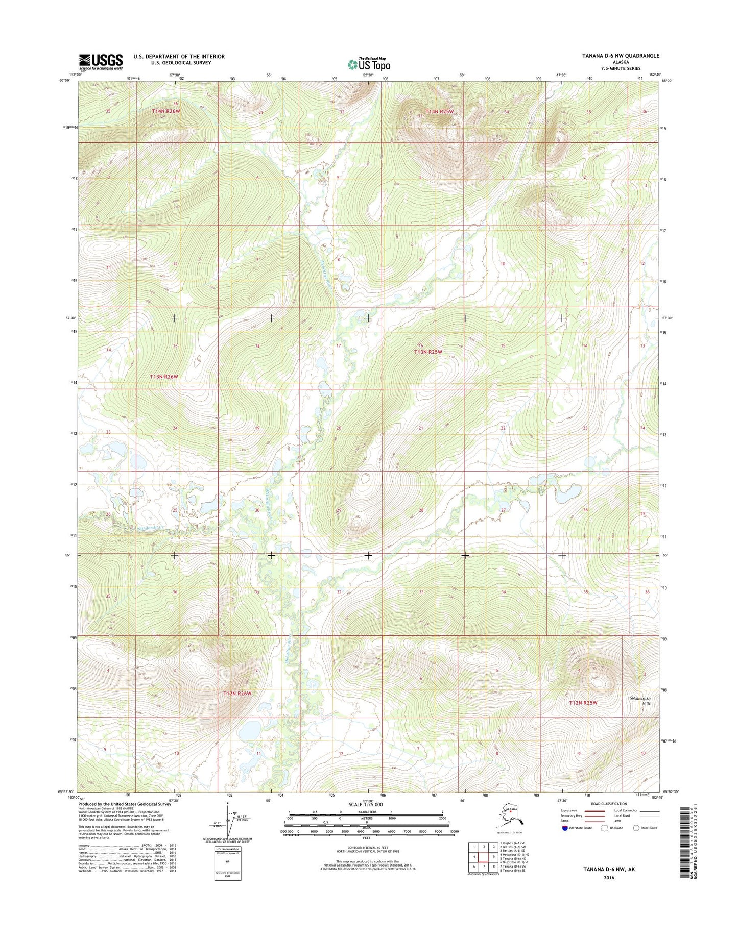 Tanana D-6 NW Alaska US Topo Map Image