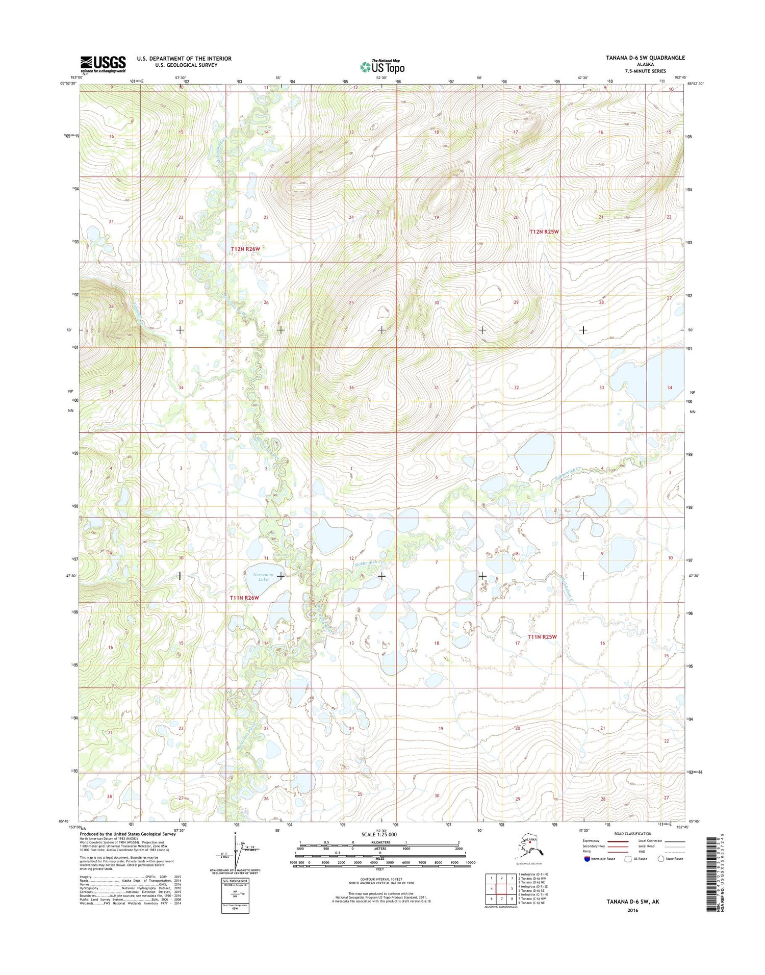 Tanana D-6 SW Alaska US Topo Map Image