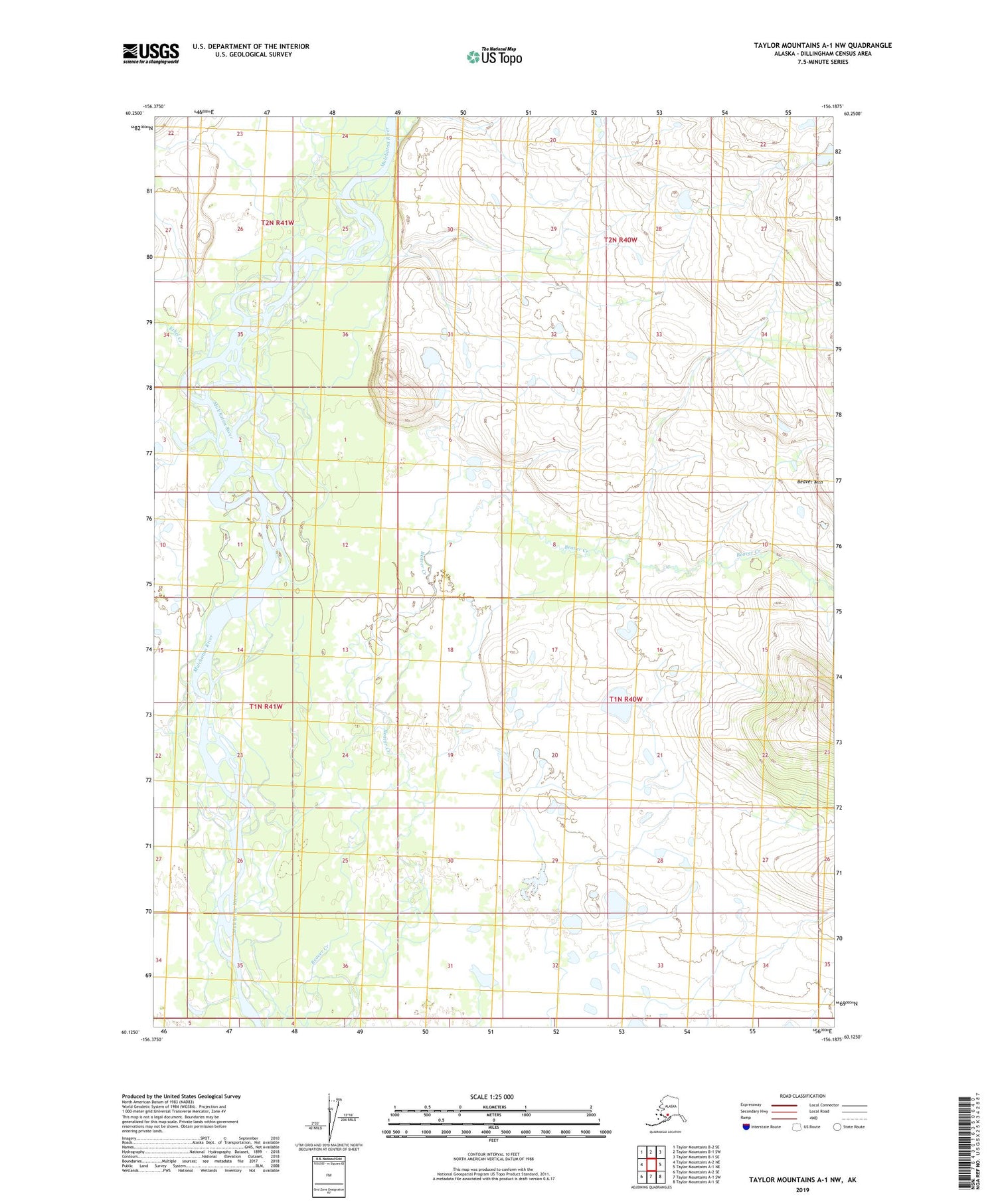 Taylor Mountains A-1 NW Alaska US Topo Map Image