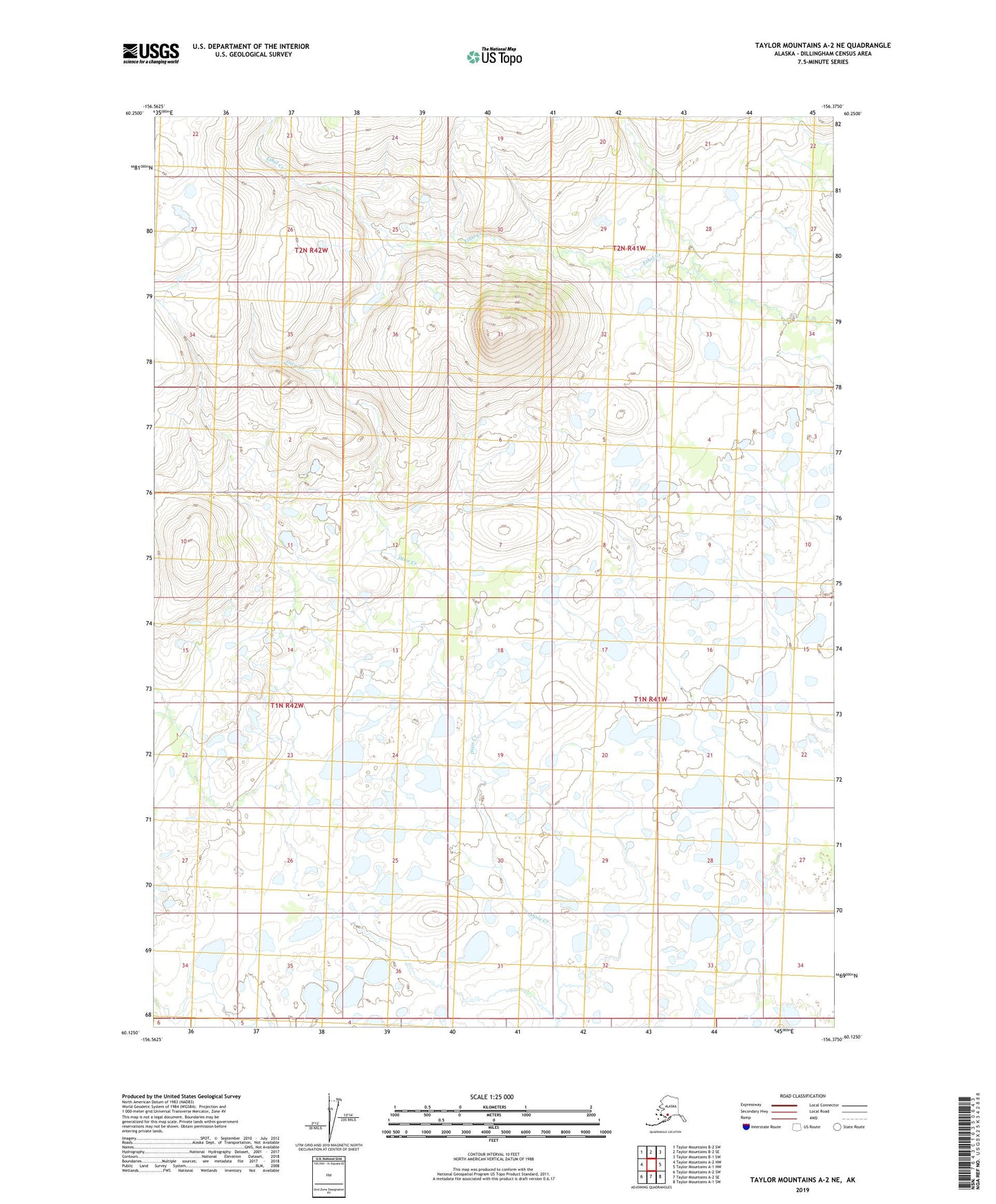 Taylor Mountains A-2 NE Alaska US Topo Map Image