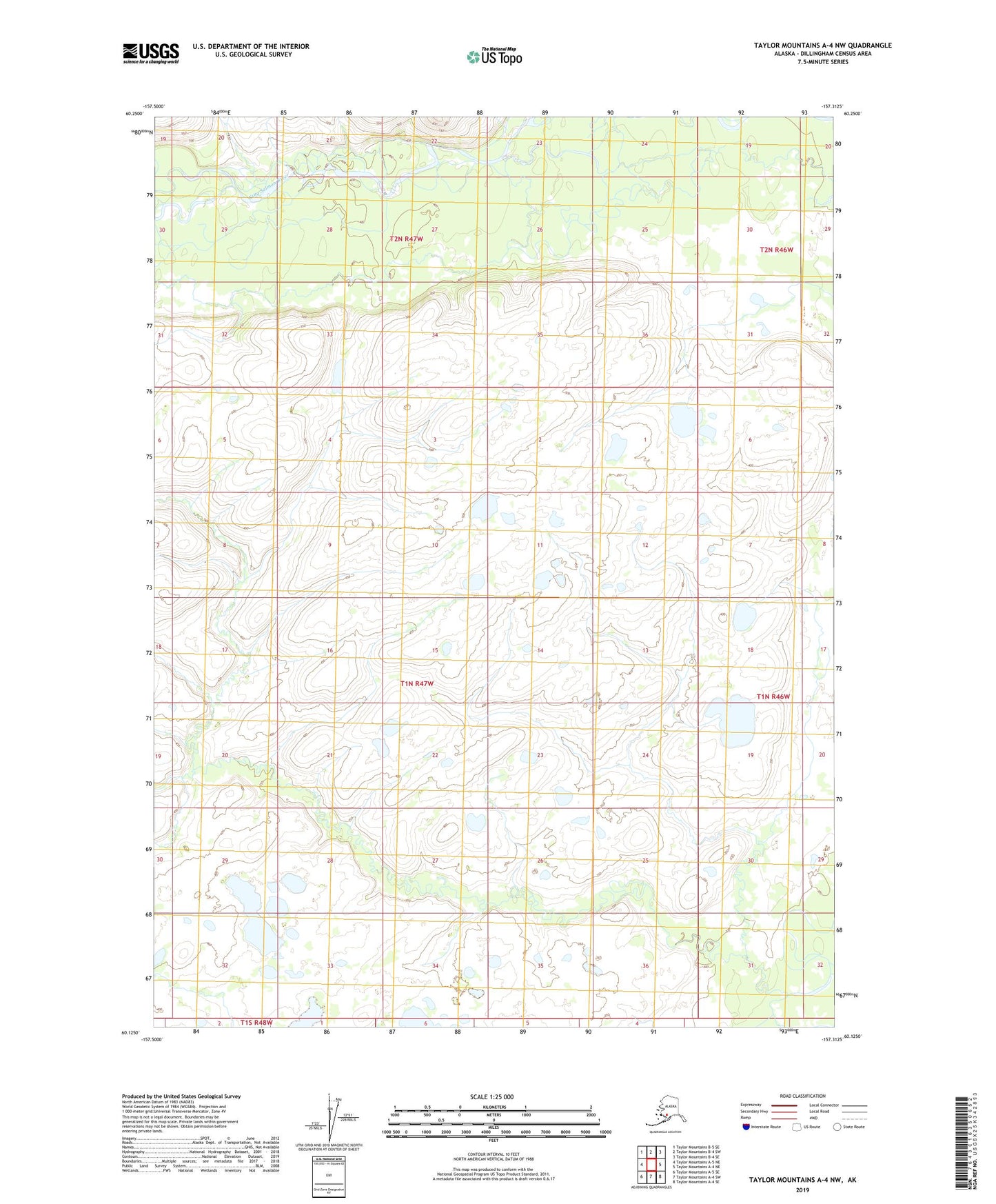 Taylor Mountains A-4 NW Alaska US Topo Map Image