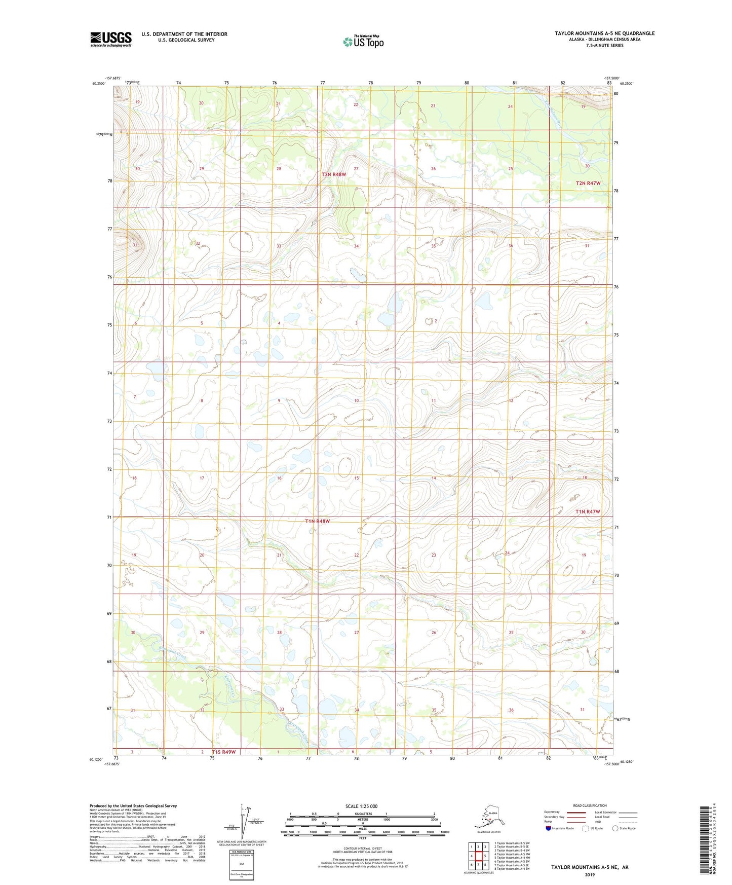 Taylor Mountains A-5 NE Alaska US Topo Map Image