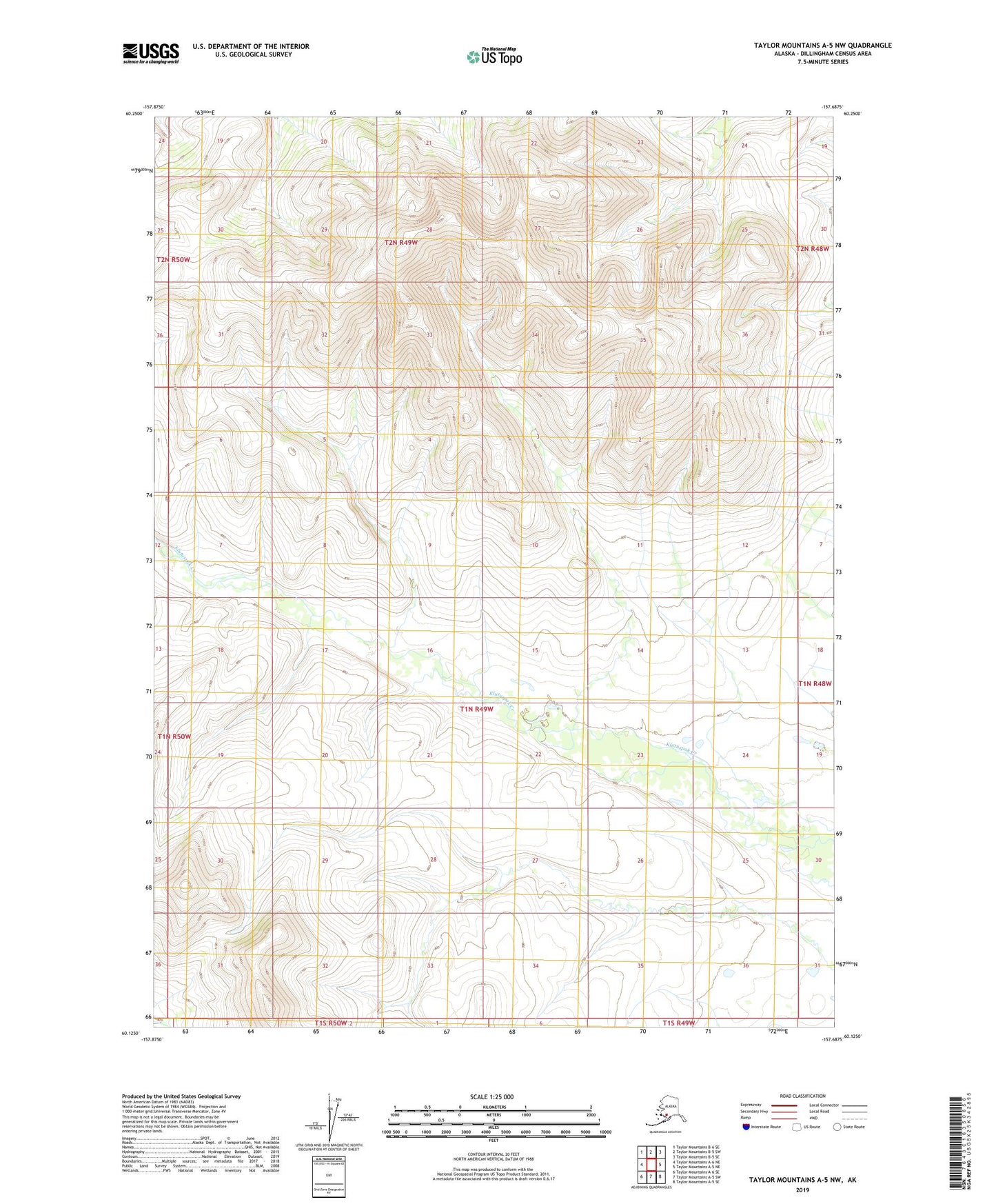 Taylor Mountains A-5 NW Alaska US Topo Map Image